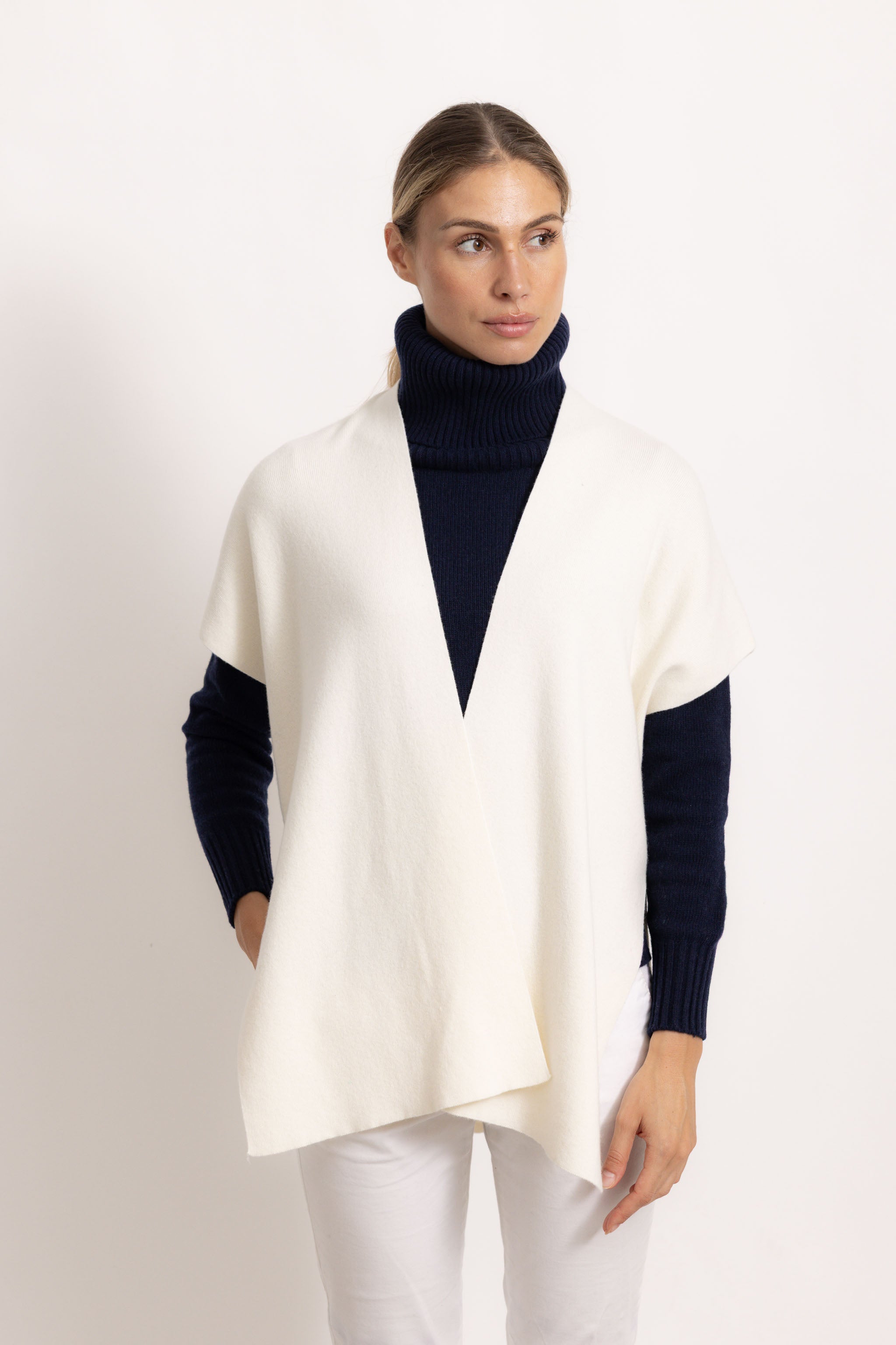 CATERINA - Poncho gilet (Avorio)