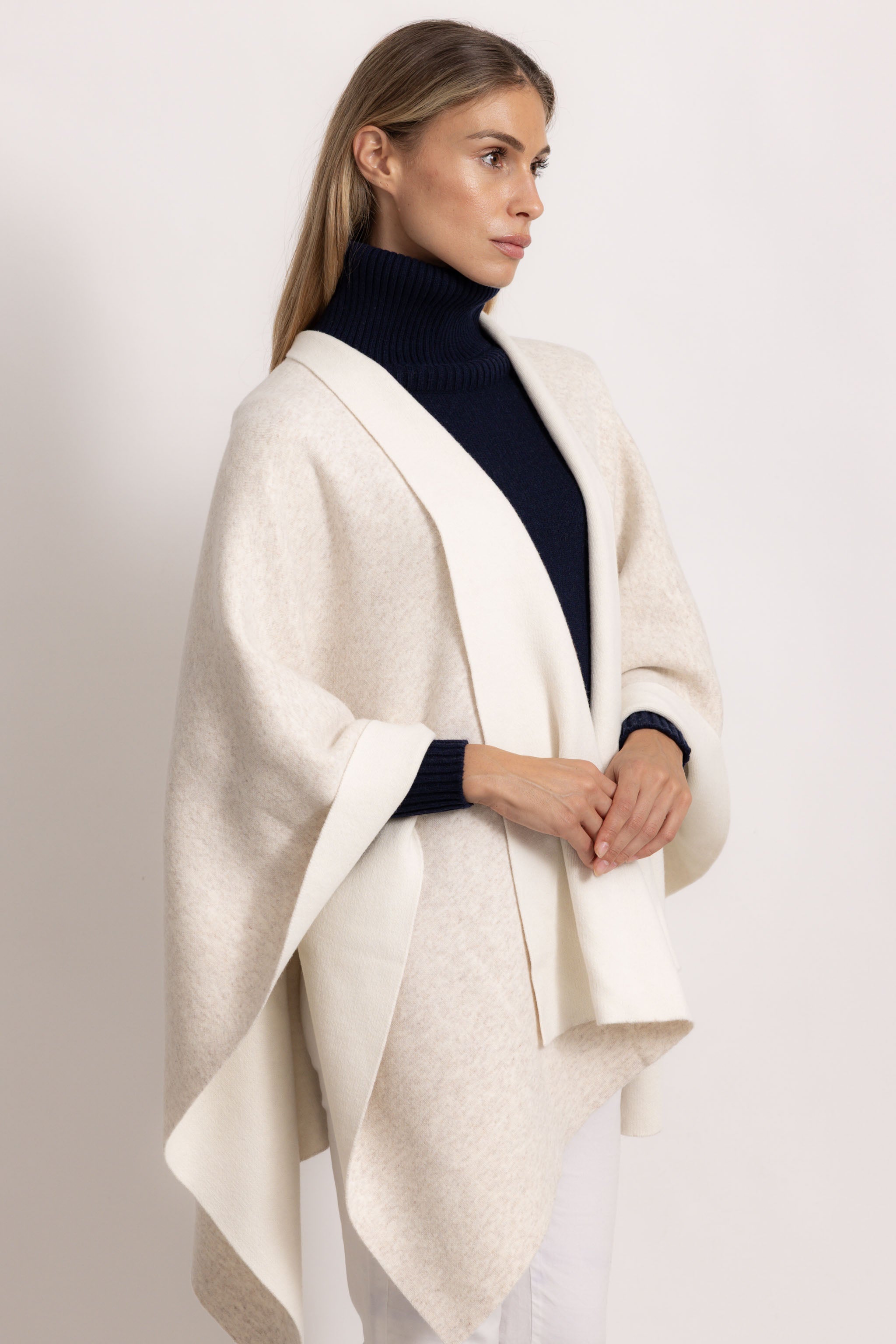 DIANA - Poncho double face (Beige Chiaro/Avorio)