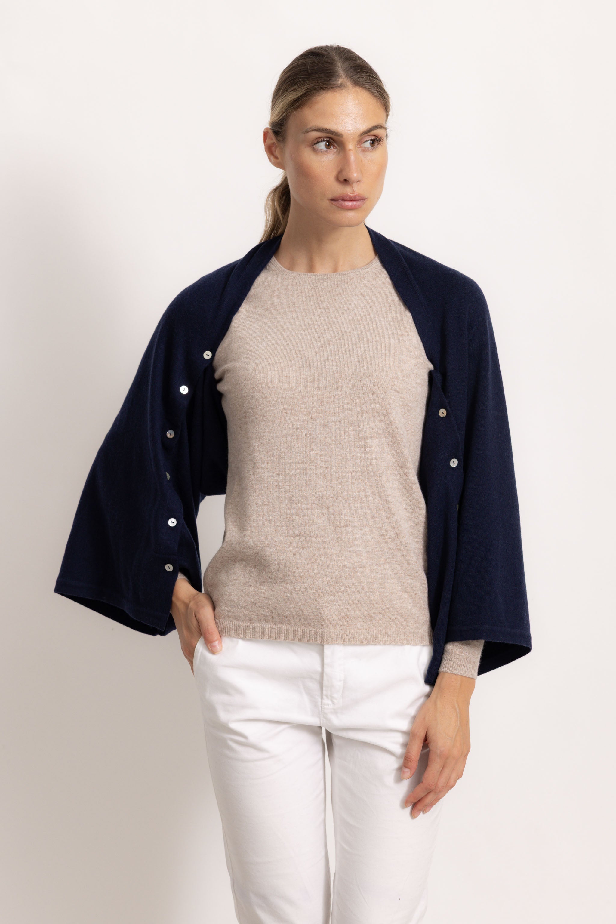 LAVINIA - Poncho con bottoni (Blu Navy)