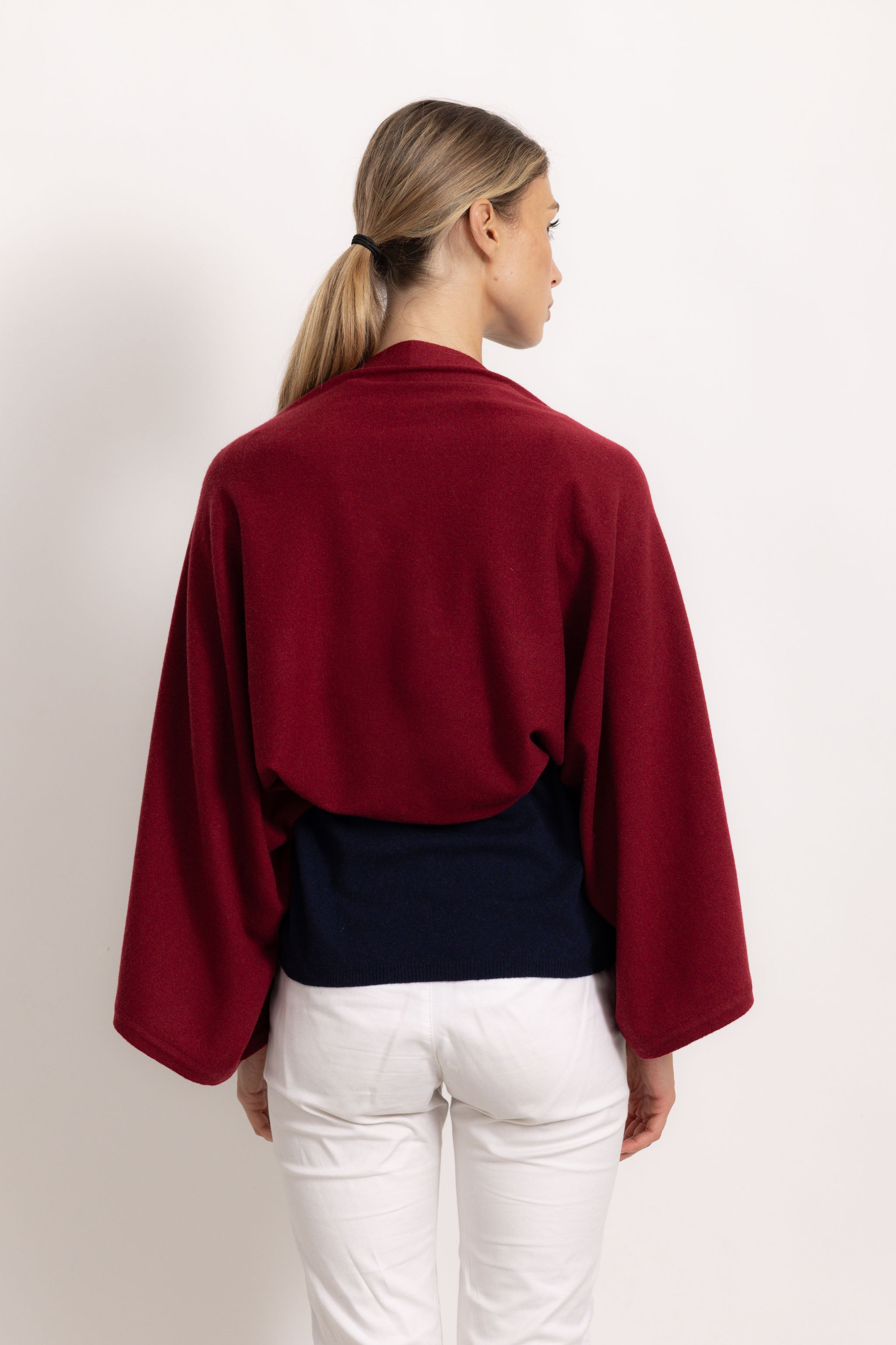 LAVINIA - Poncho con bottoni (Bordeaux)
