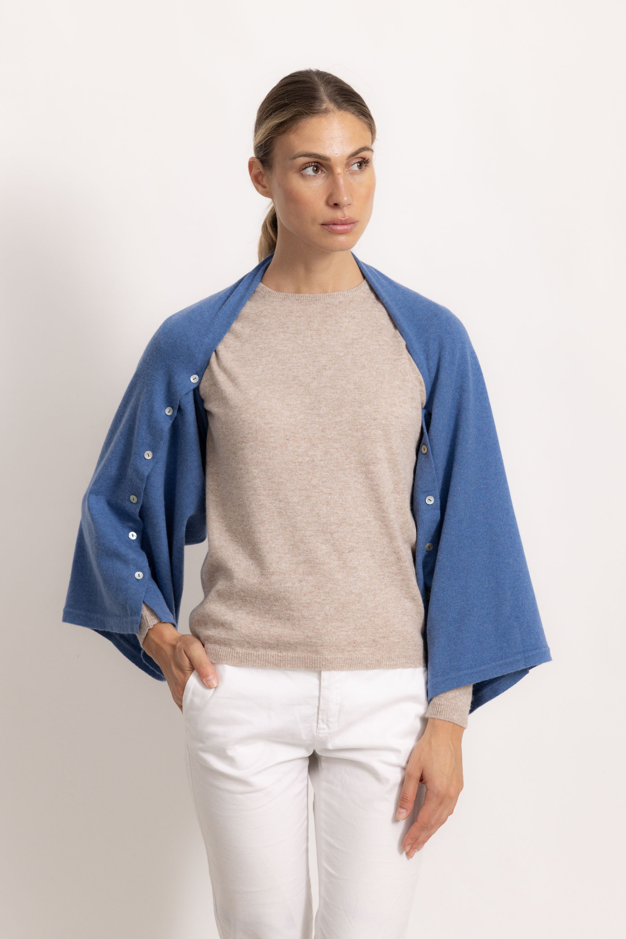 LAVINIA - Poncho con bottoni (Jeans)