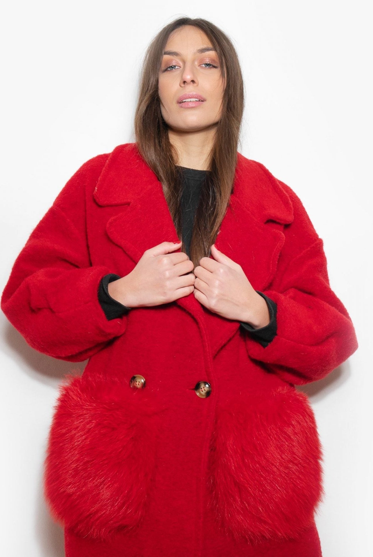 Cappottino Red Passion con Tasche in Volpe - Elisabettapanerai