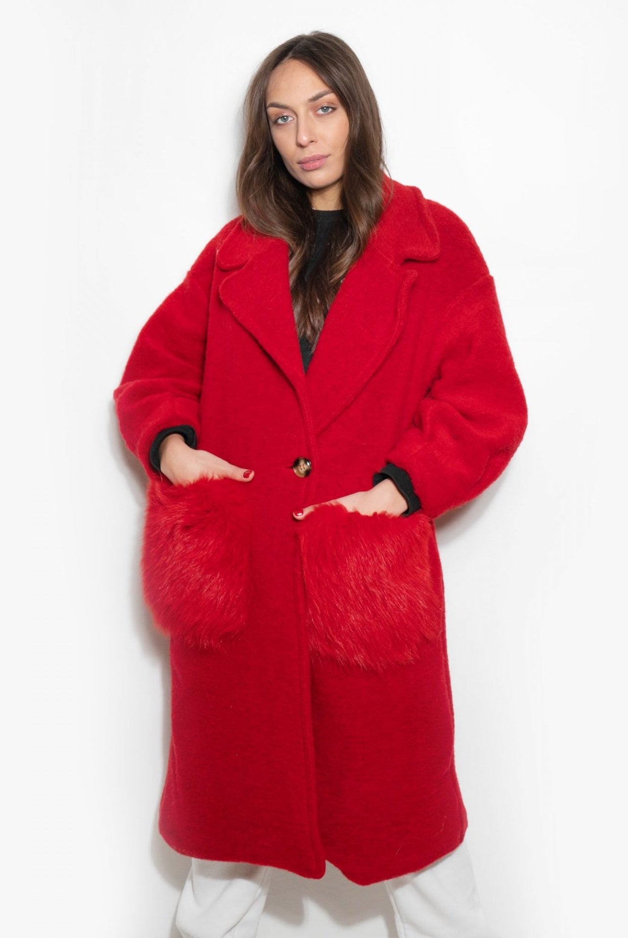 Cappottino Red Passion con Tasche in Volpe - Elisabettapanerai