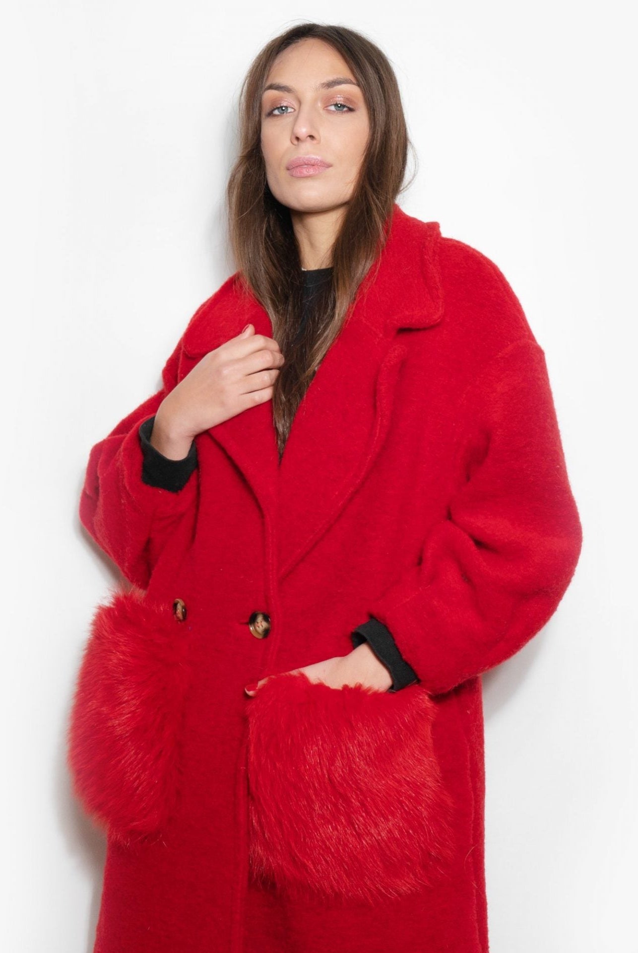 Cappottino Red Passion con Tasche in Volpe - Elisabettapanerai