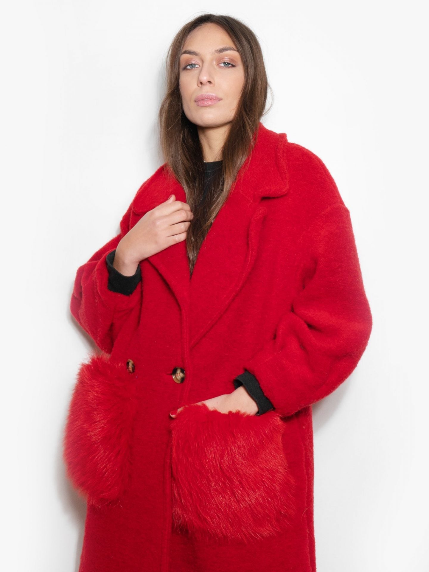 Cappottino Red Passion con Tasche in Volpe - Elisabettapanerai