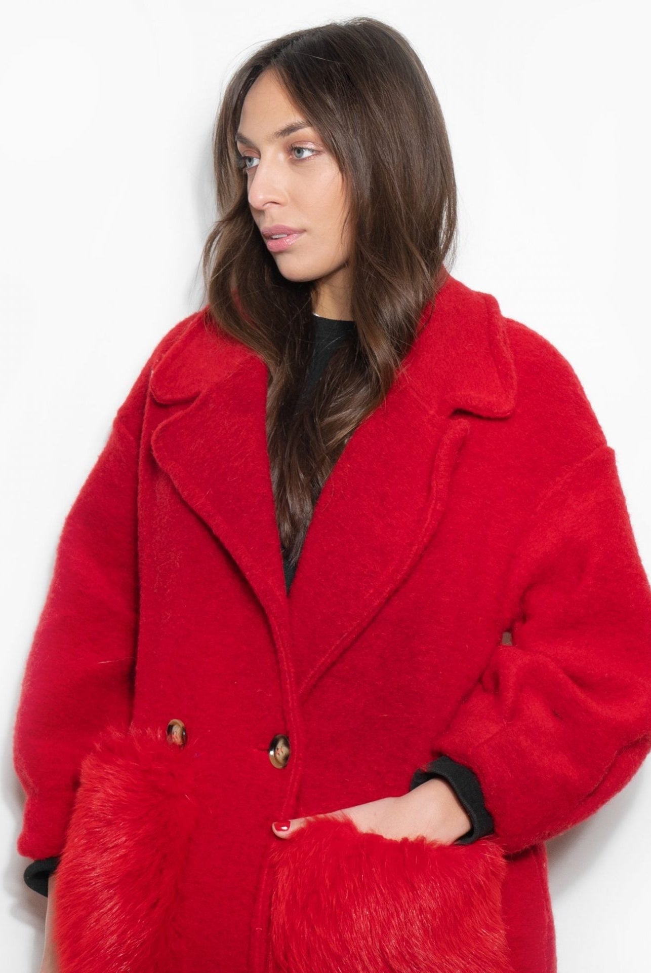 Cappottino Red Passion con Tasche in Volpe - Elisabettapanerai