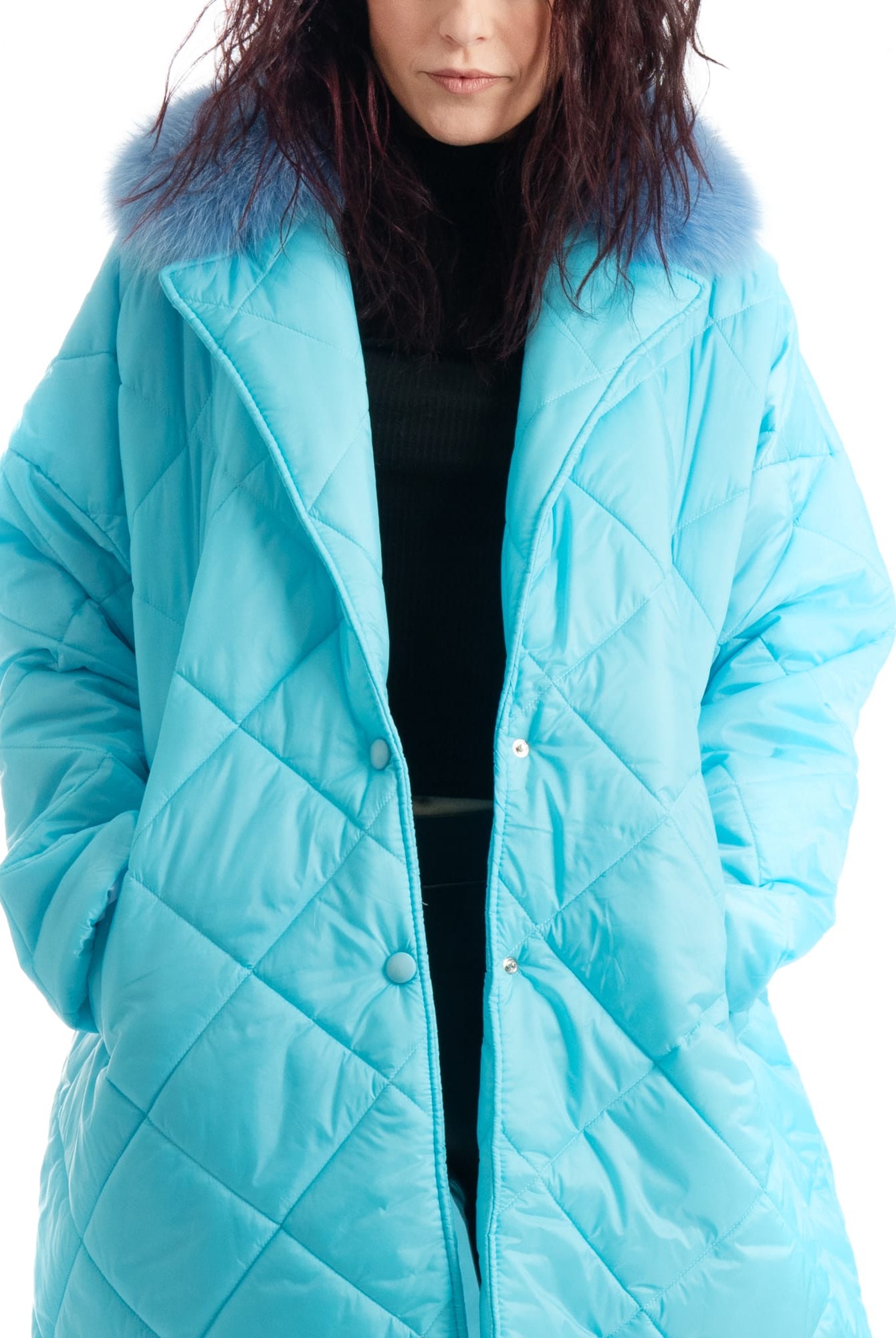 Cento Grammi con colletto in Volpe - Azzurro - Elisabettapanerai