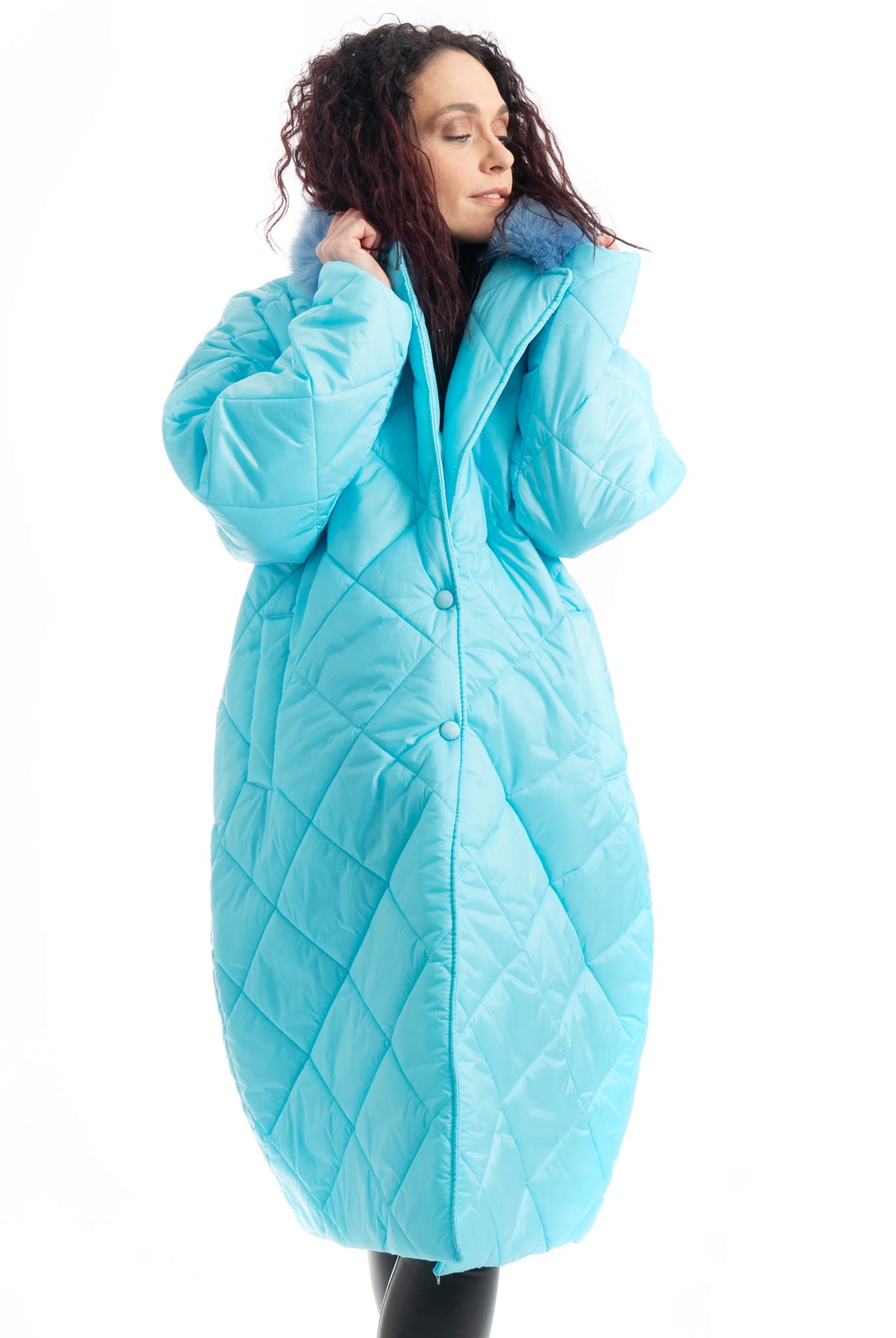 Cento Grammi con colletto in Volpe - Azzurro - Elisabettapanerai