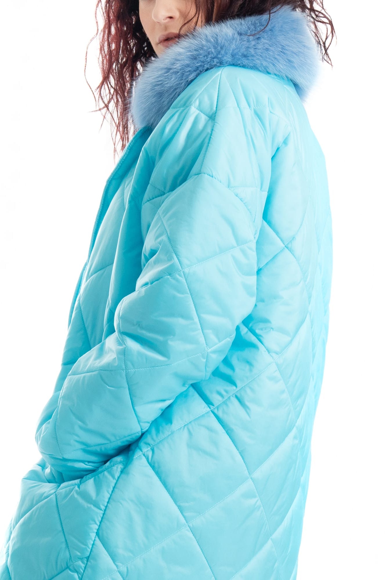 Cento Grammi con colletto in Volpe - Azzurro - Elisabettapanerai