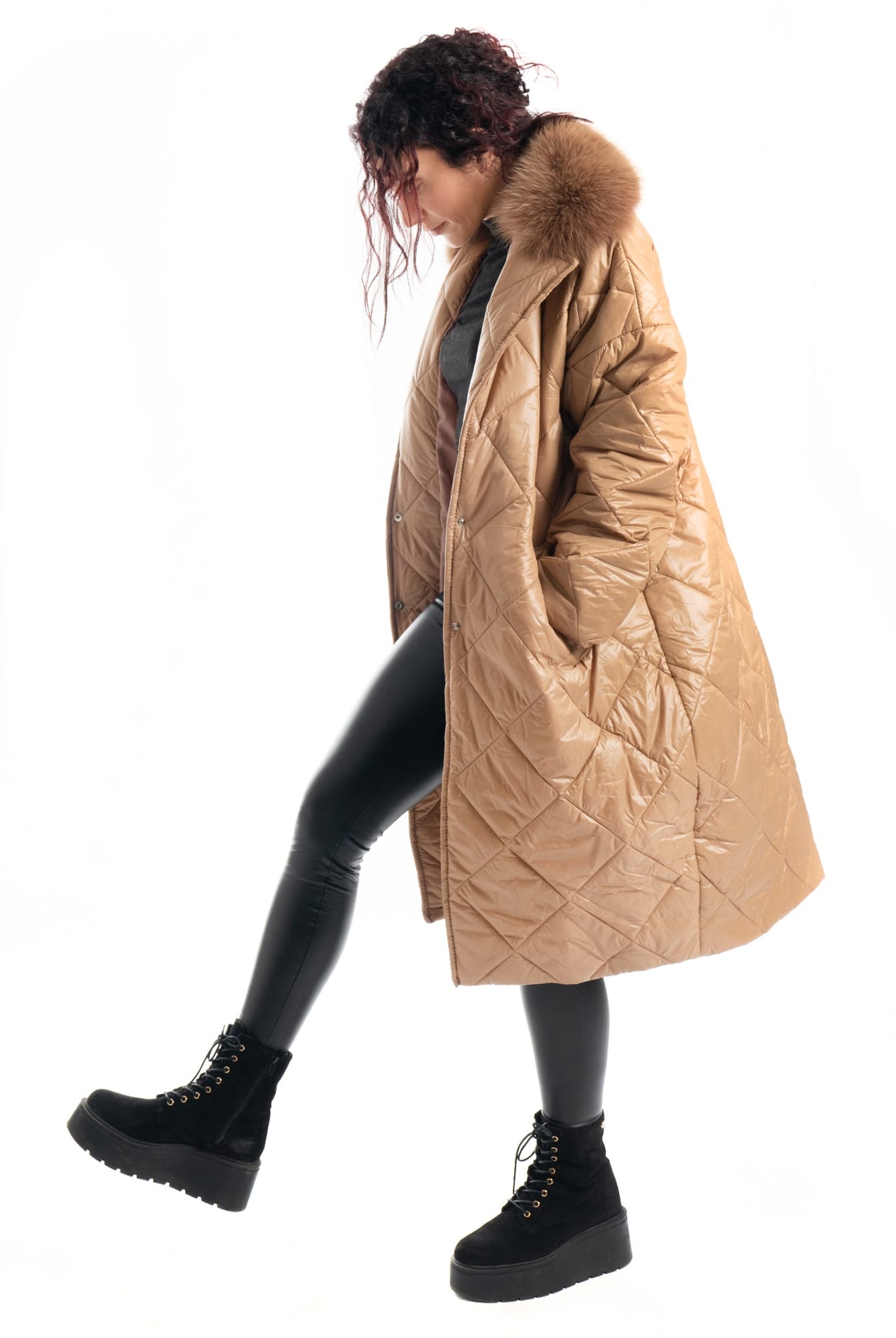 Cento Grammi con colletto in Volpe - Beige - Elisabettapanerai