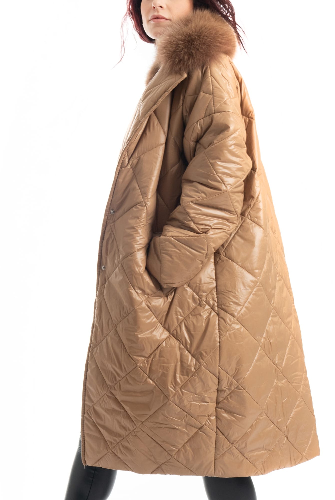 Cento Grammi con colletto in Volpe - Beige - Elisabettapanerai