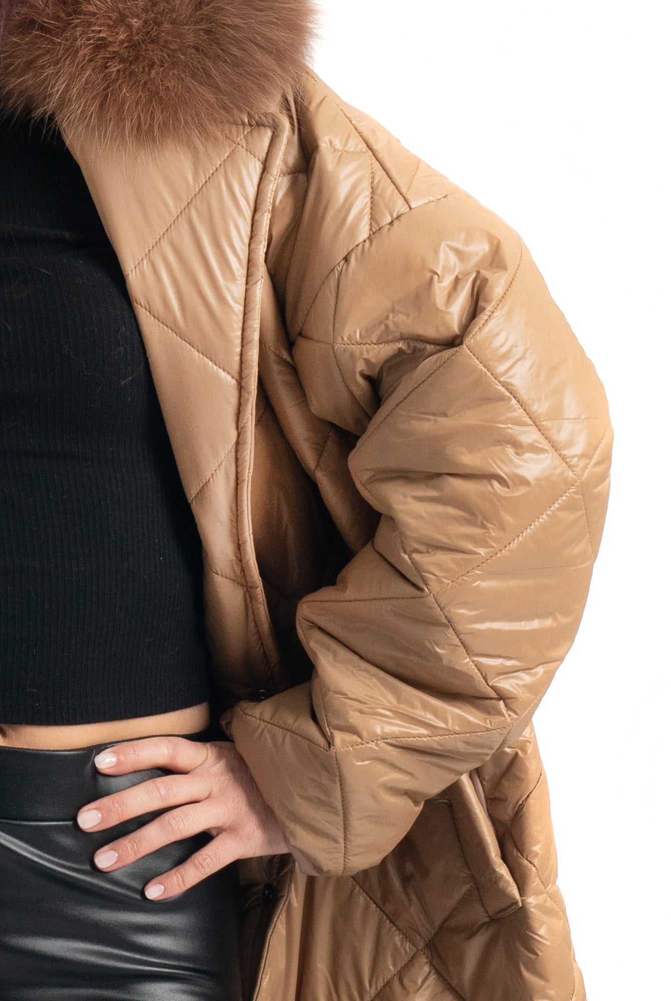 Cento Grammi con colletto in Volpe - Beige - Elisabettapanerai