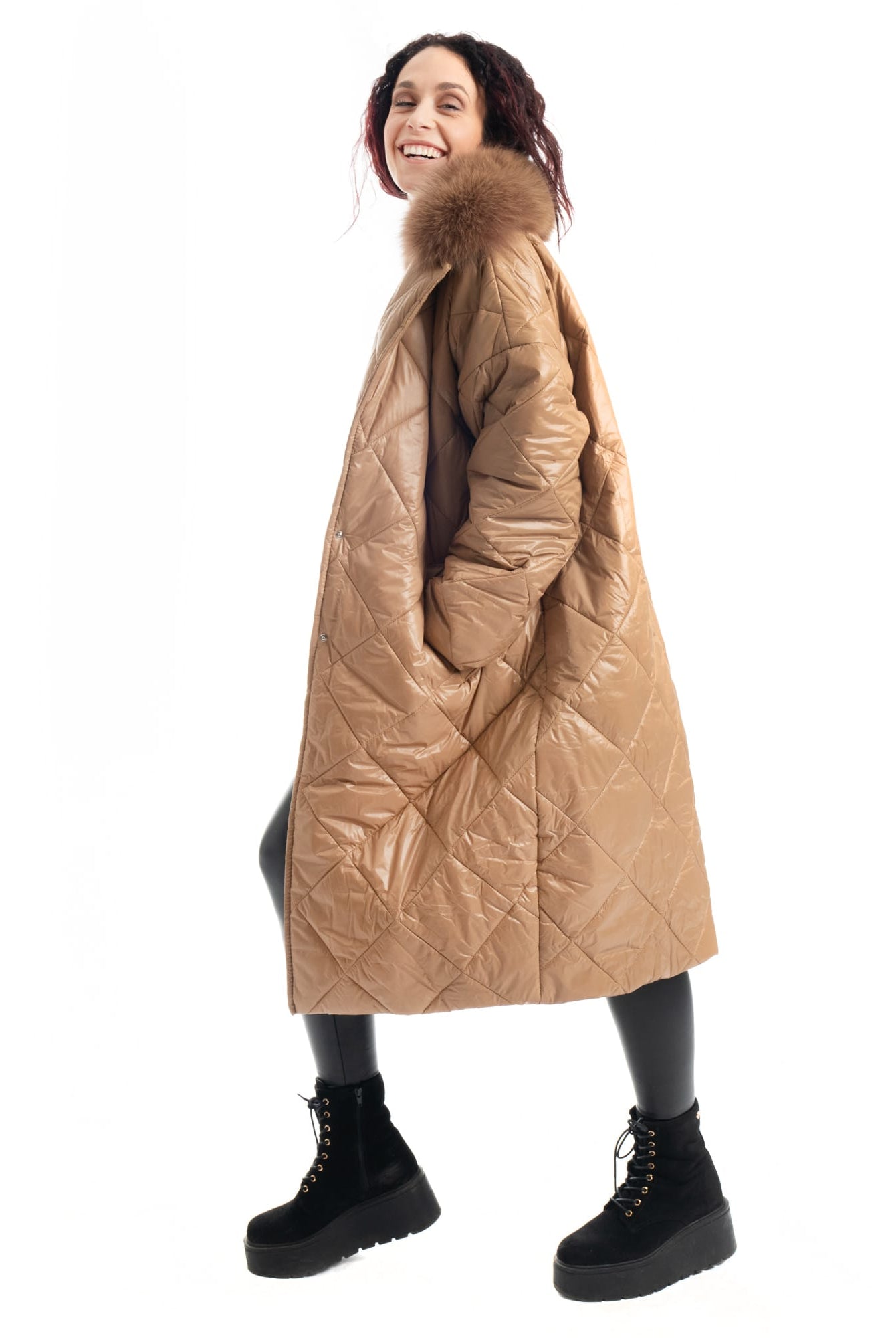 Cento Grammi con colletto in Volpe - Beige - Elisabettapanerai