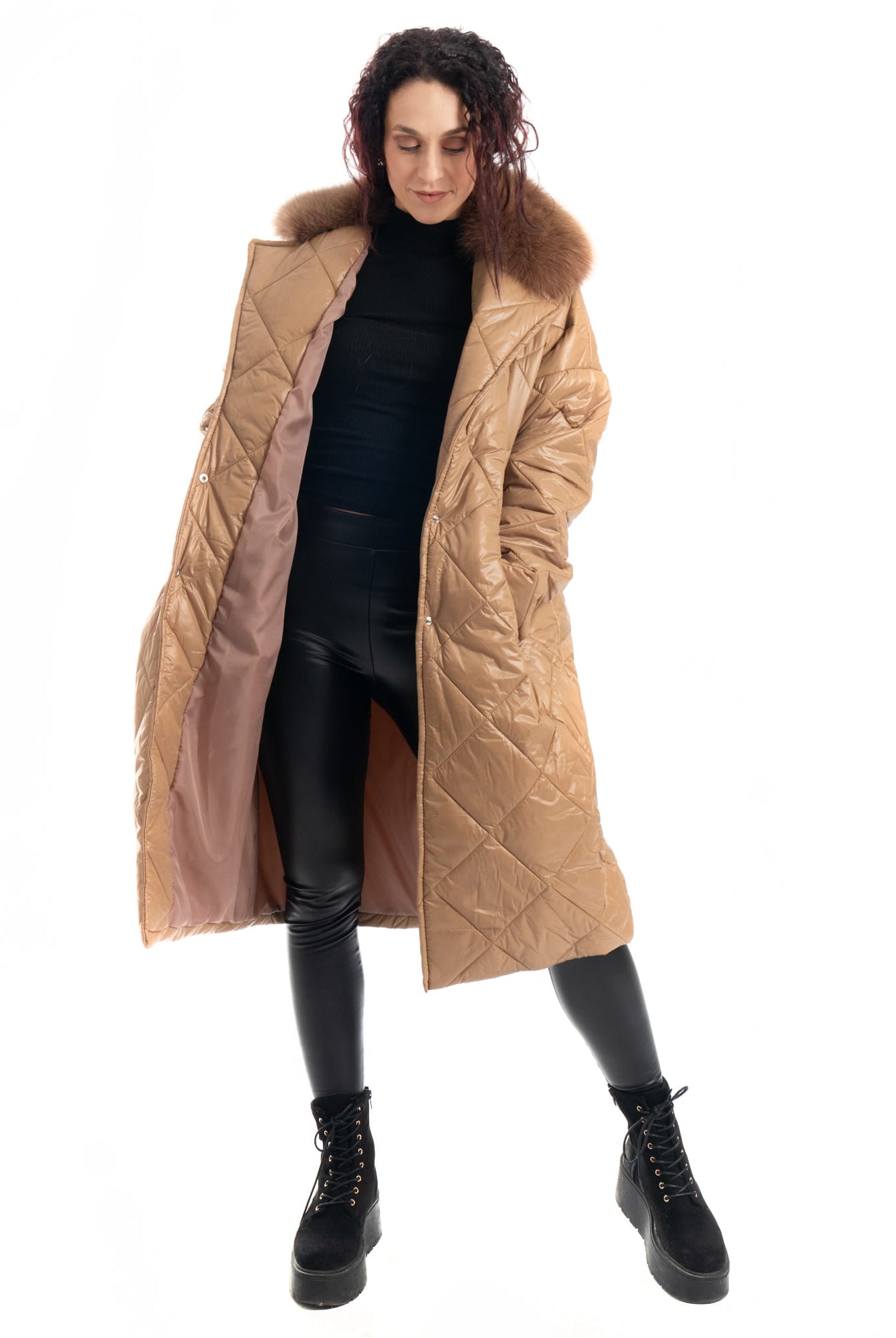 Cento Grammi con colletto in Volpe - Beige - Elisabettapanerai