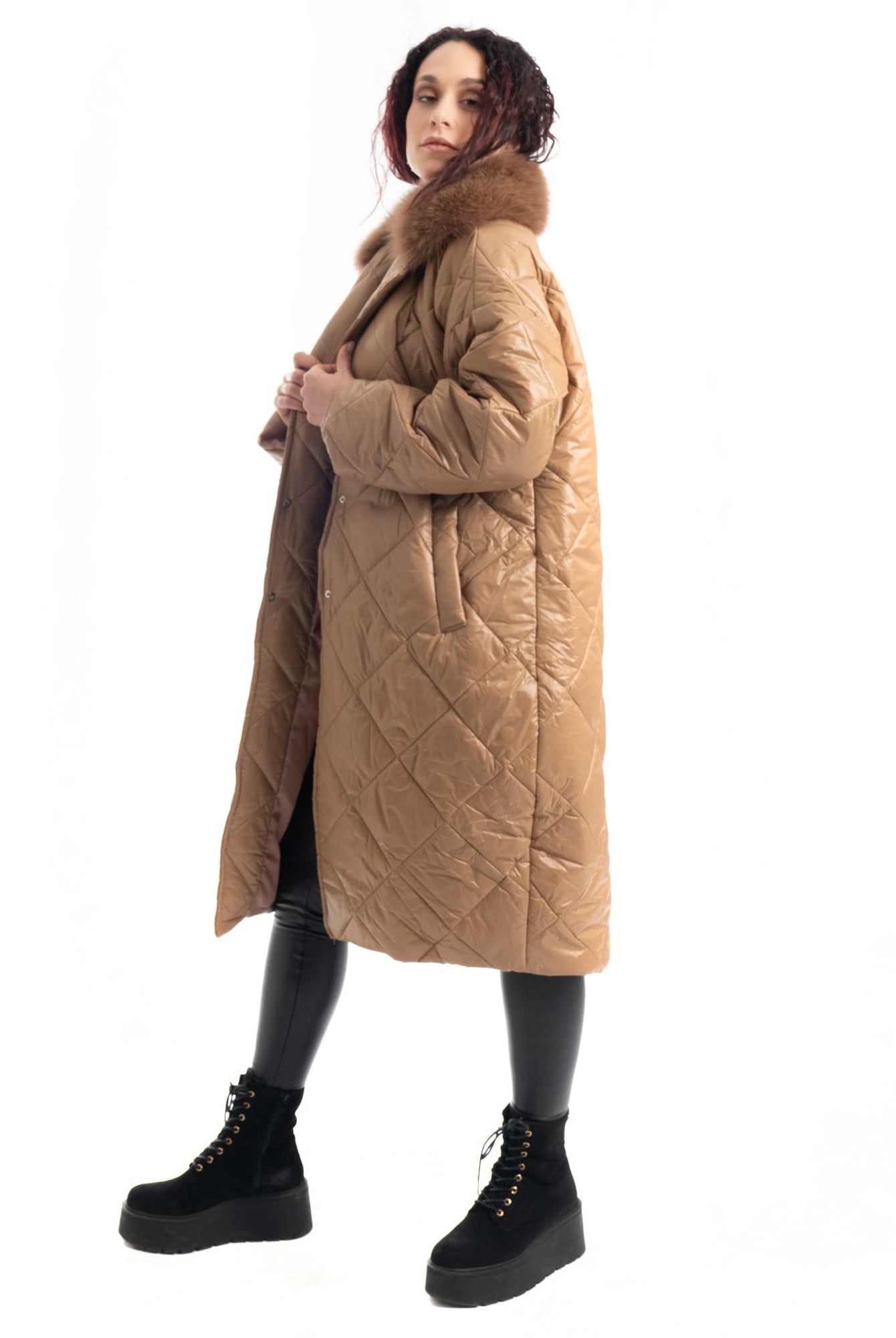 Cento Grammi con colletto in Volpe - Beige - Elisabettapanerai