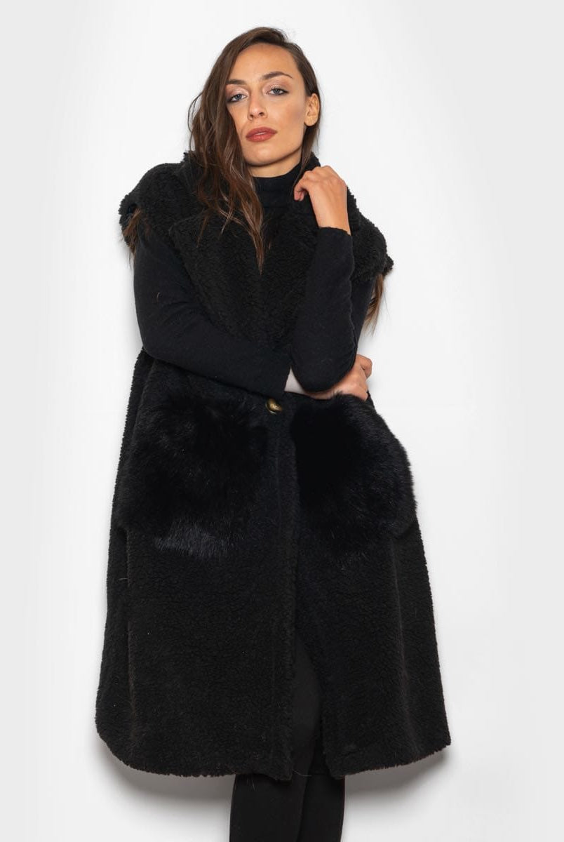 Smanicato con tasche in Volpe Nero - Elisabettapanerai