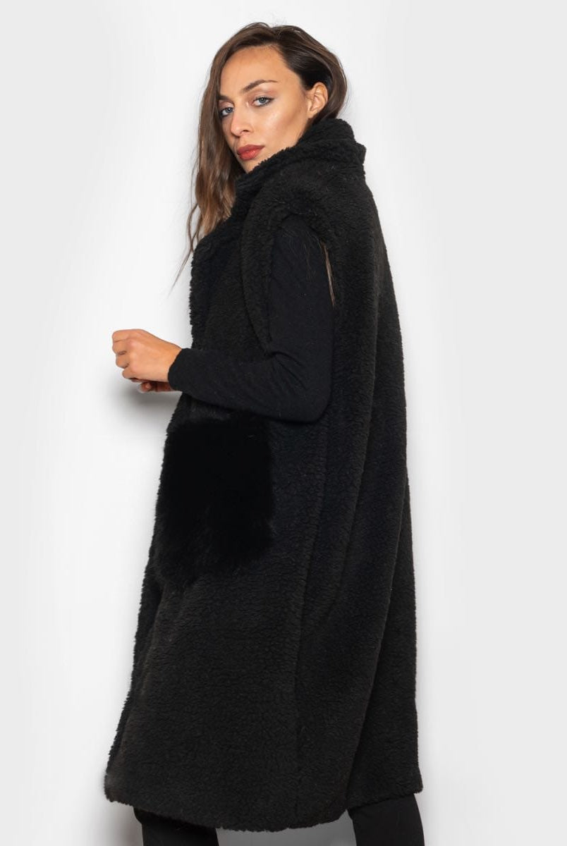 Smanicato con tasche in Volpe Nero - Elisabettapanerai