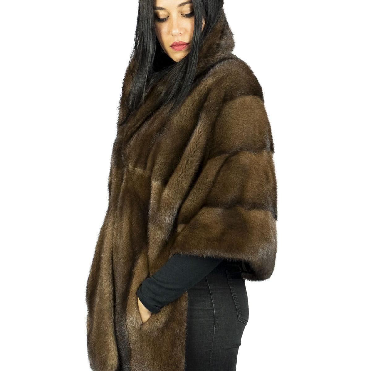 Stola Scaldacollo Visone Stola Sciarpe Di Pelliccia Sciarpa Con