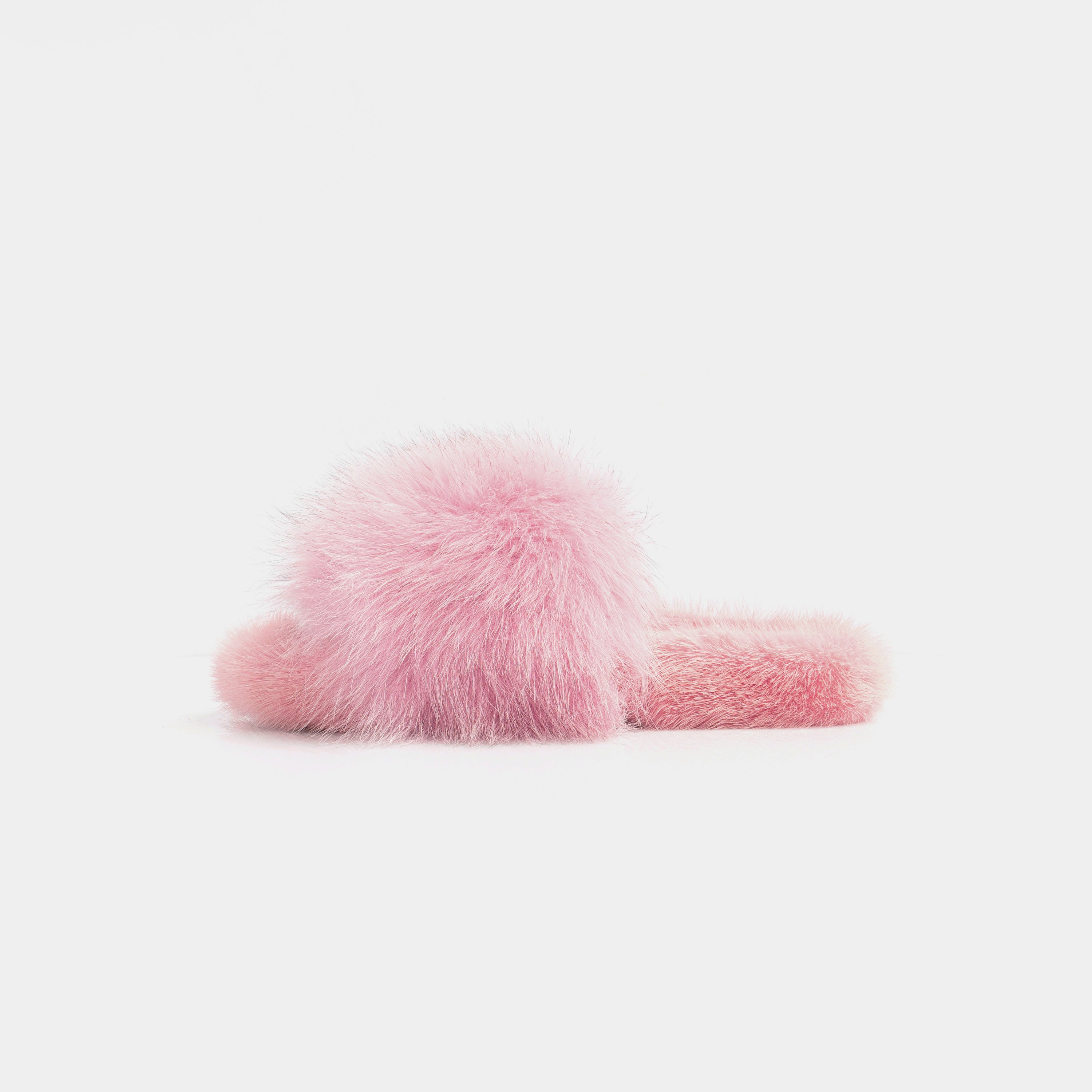 ASPEN - Slippers with Mink Fur and Pink Fox