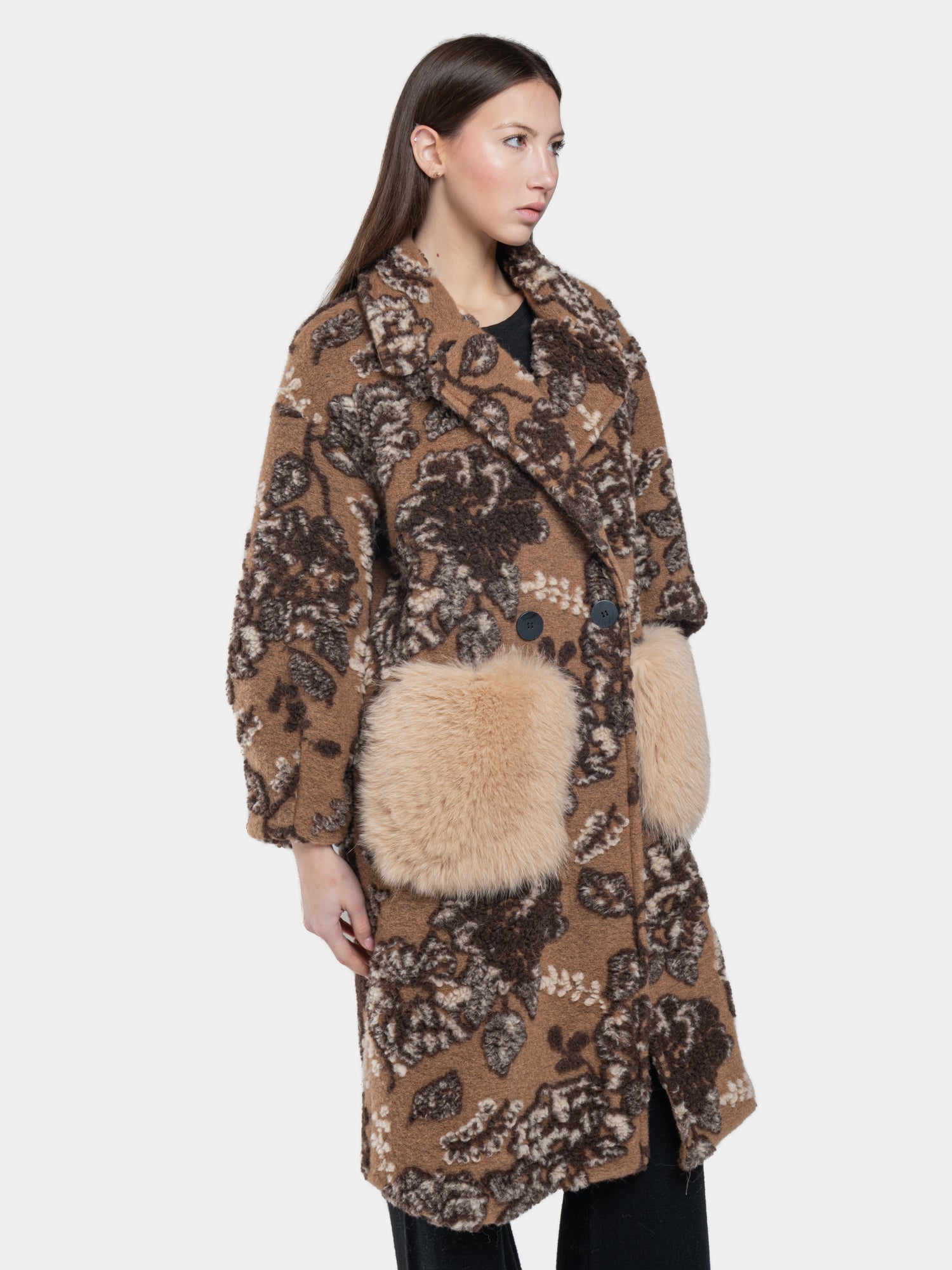 Arabesque flower coat - Brown on sienna