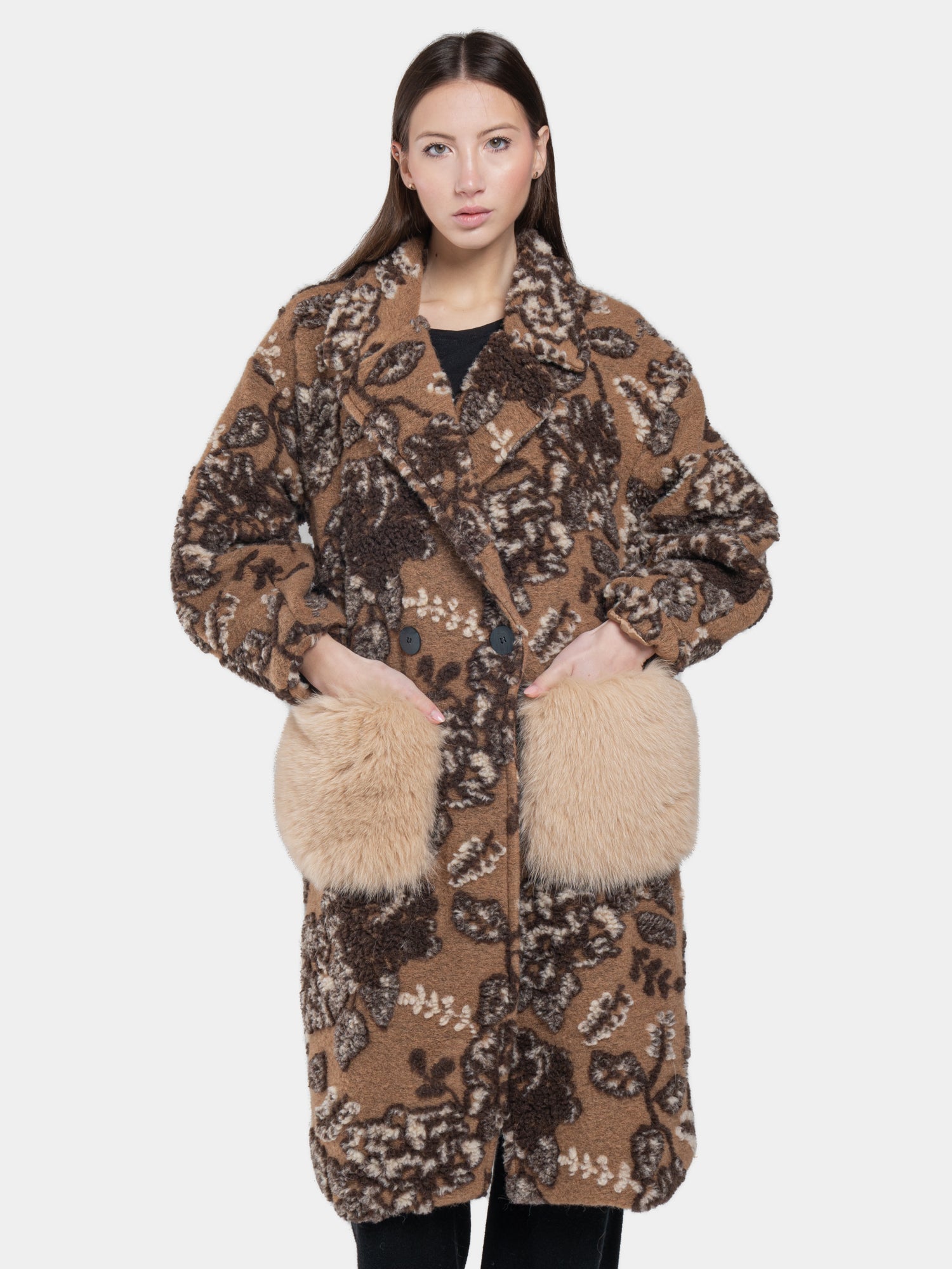 Arabesque flower coat - Brown on sienna