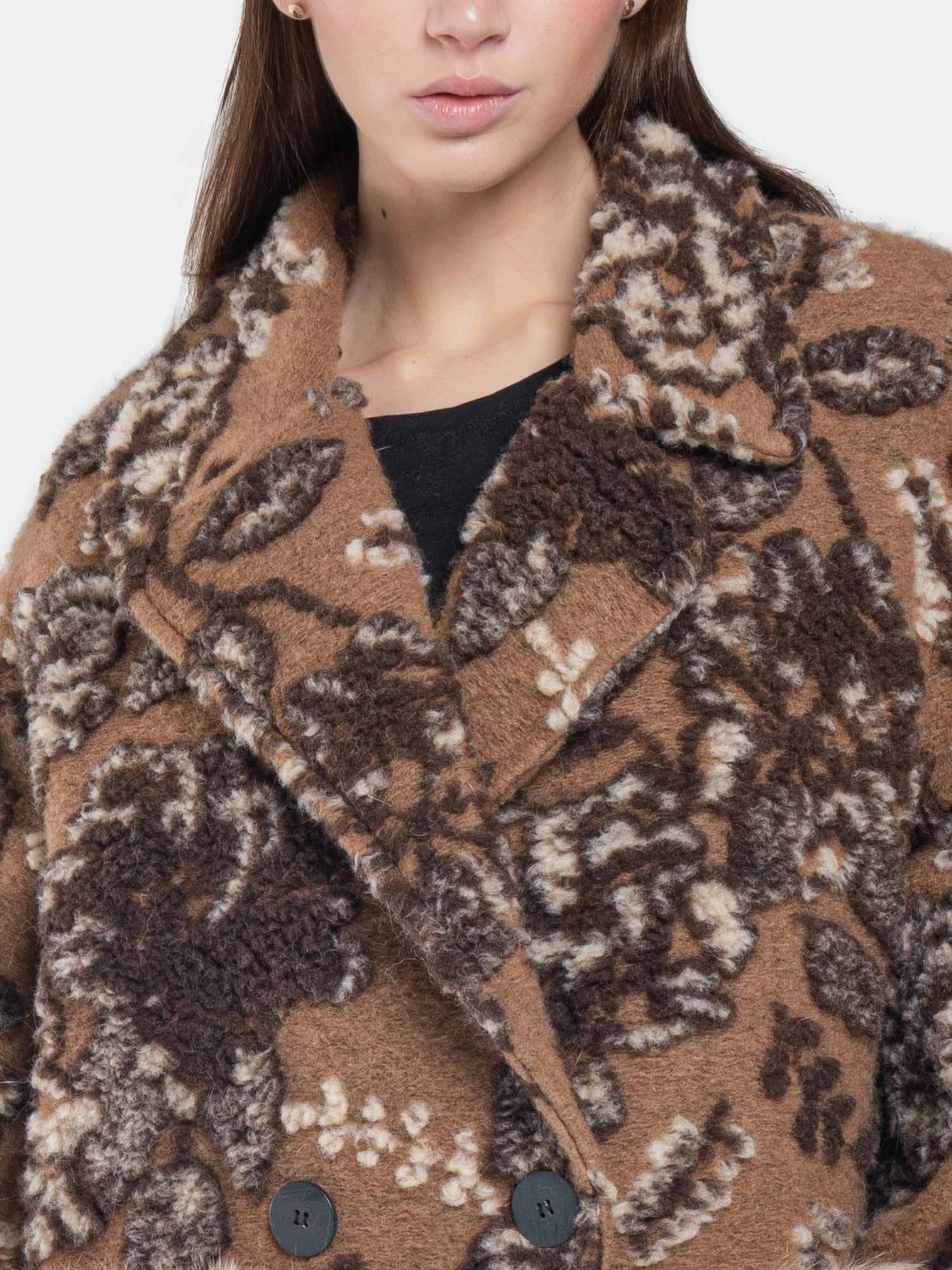 Arabesque flower coat - Brown on sienna