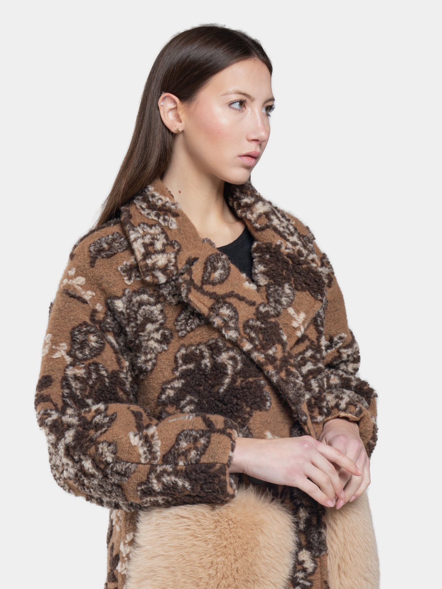 Arabesque flower coat - Brown on sienna