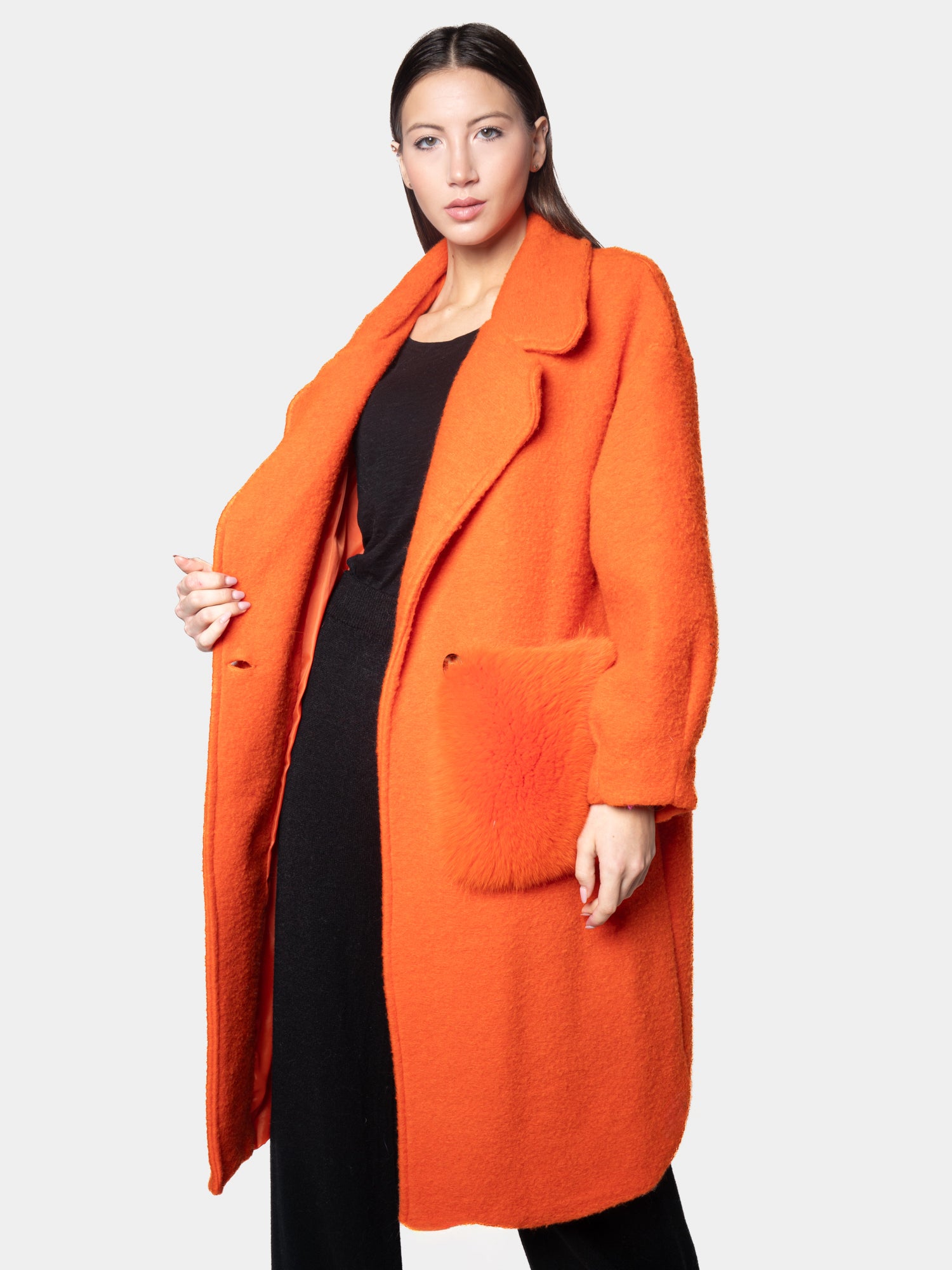 CAPPOTTO - tasche in volpe arancio