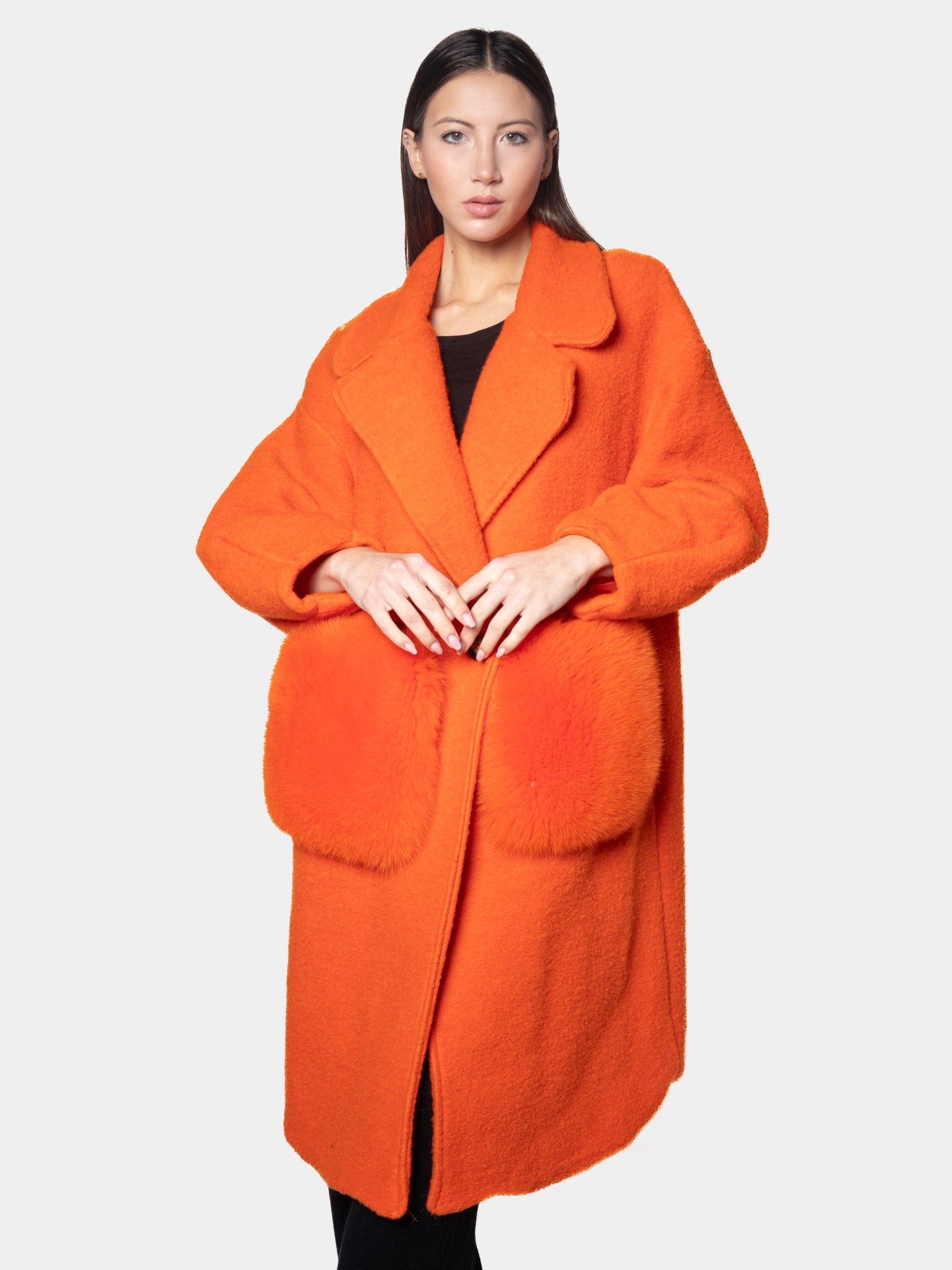 CAPPOTTO - tasche in volpe arancio