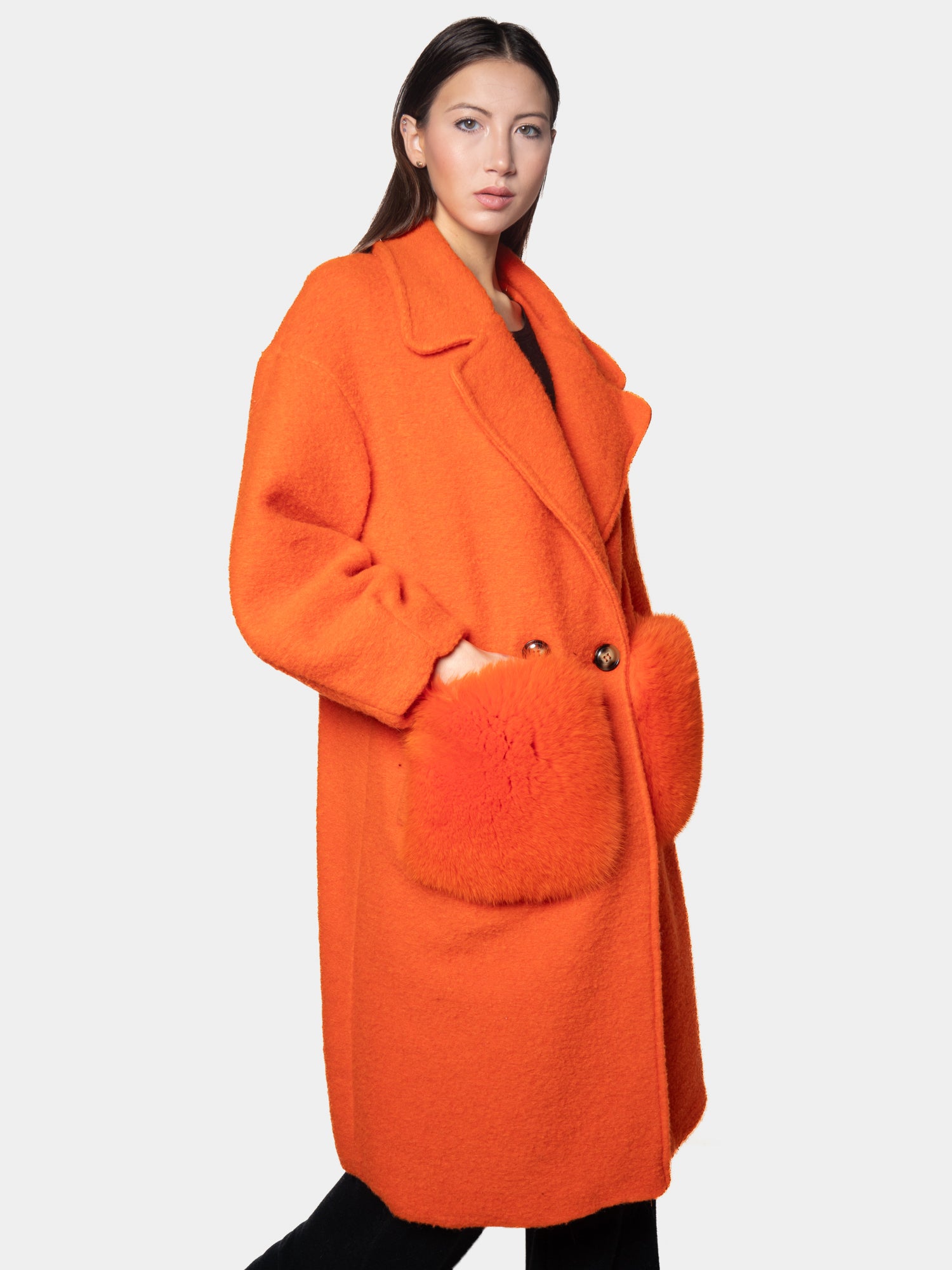 CAPPOTTO - tasche in volpe arancio