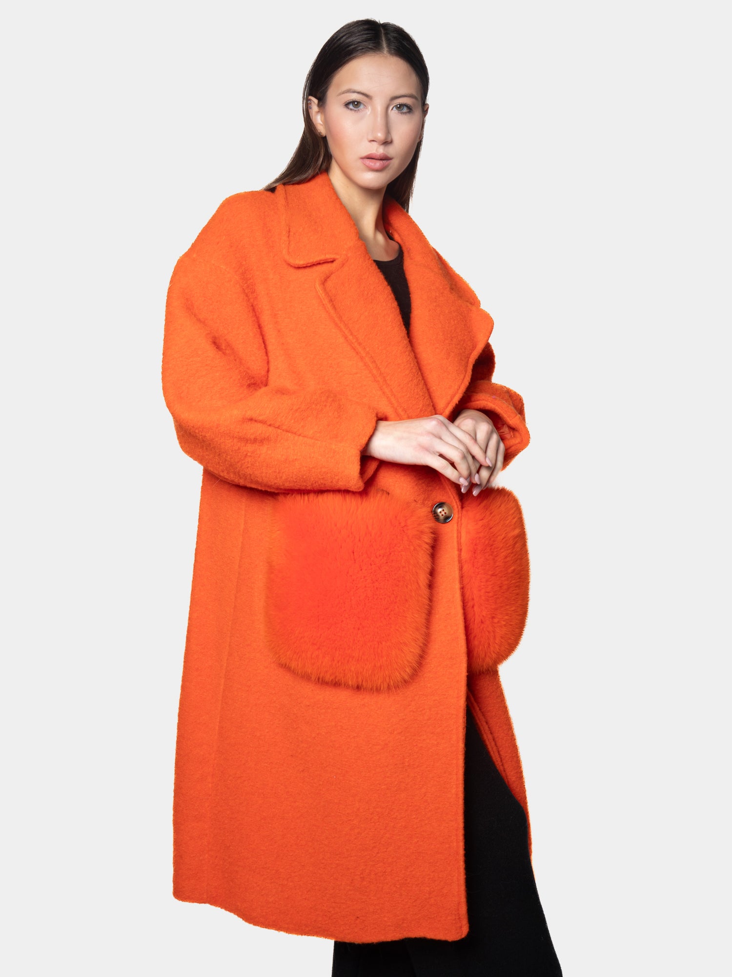 CAPPOTTO - tasche in volpe arancio