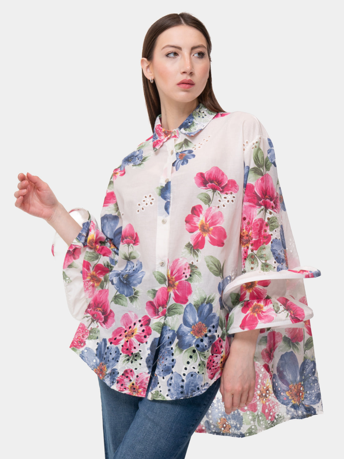 FLAMENCO Shirt - Pink and Blue Flowers