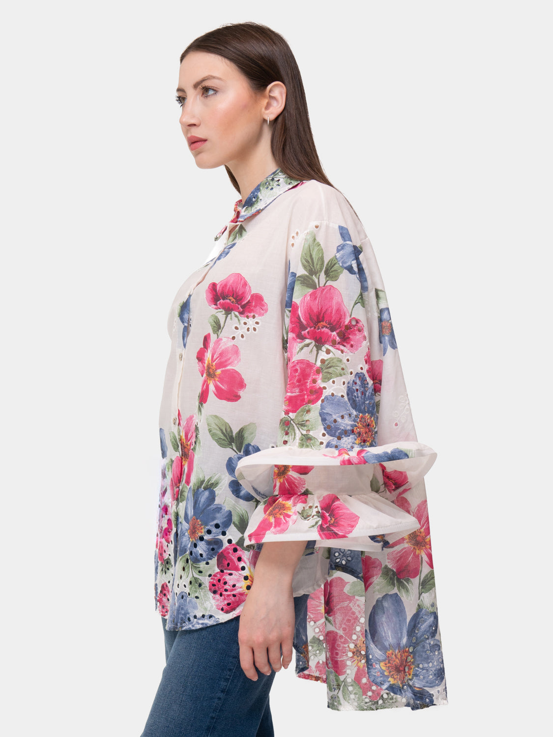 FLAMENCO Shirt - Pink and Blue Flowers