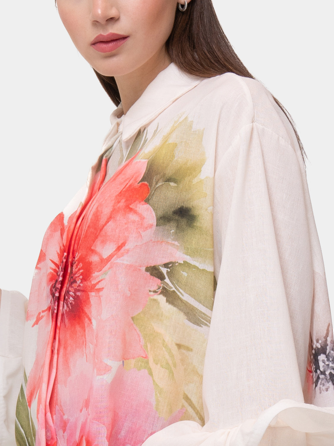 FLAMENCO Shirt - Pink Flowers - White