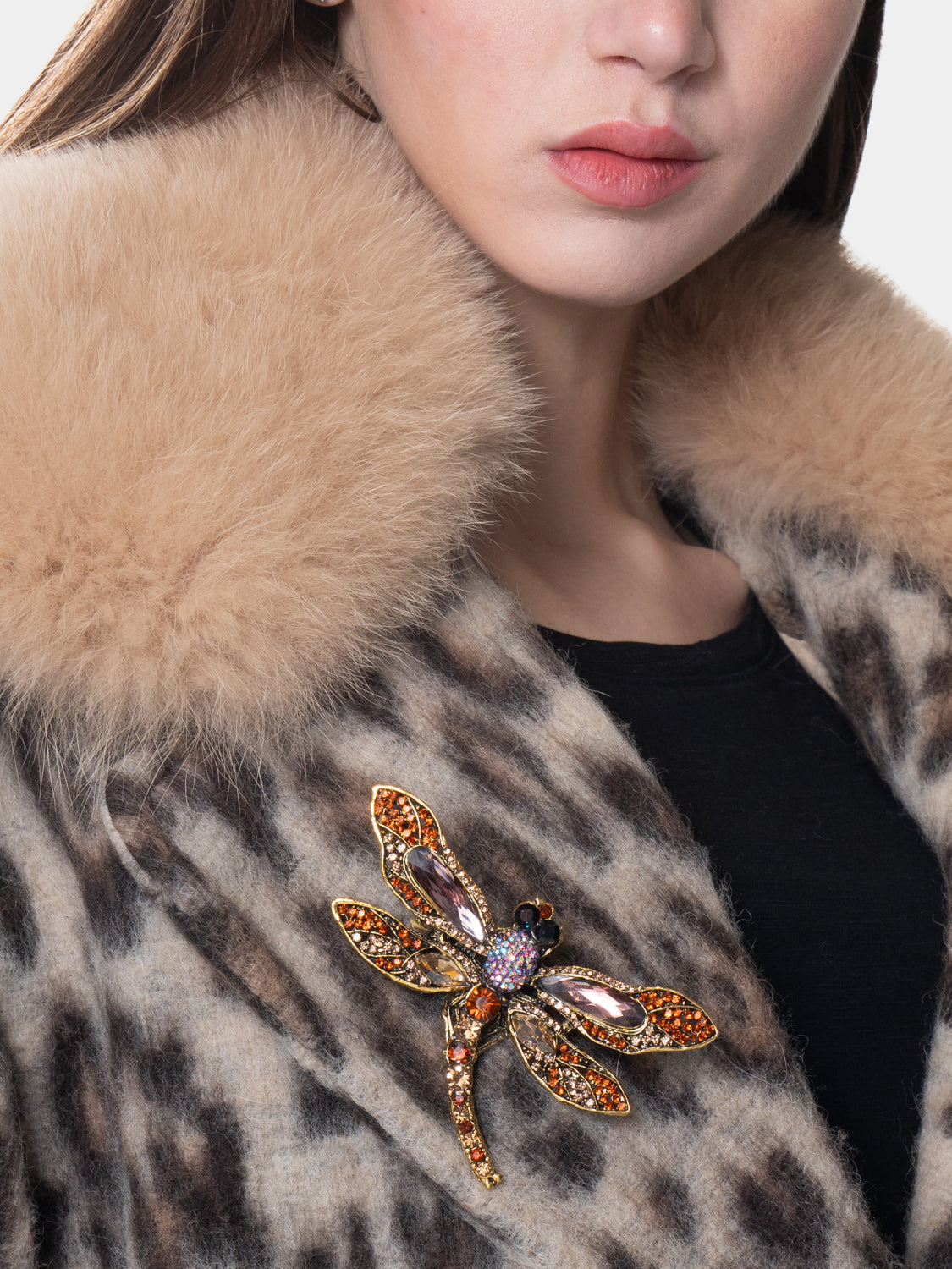 Animalier Coat with Dragonfly Brooch - Limited Luxury Edition