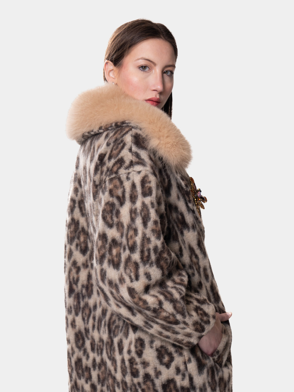 Animalier Coat with Dragonfly Brooch - Limited Luxury Edition