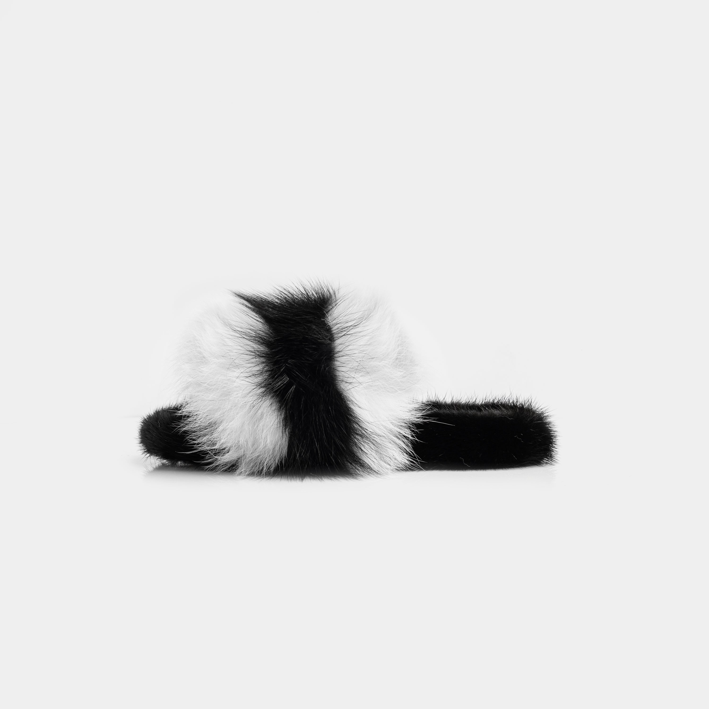 ASPEN - Slipper with Mink Fur and Black and White Fox