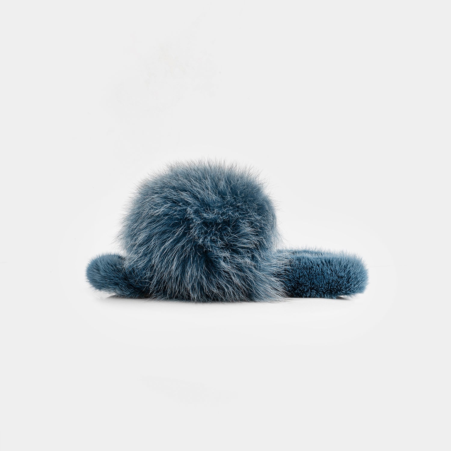 ASPEN - Ocean Blue Fox and Mink Fur Slipper