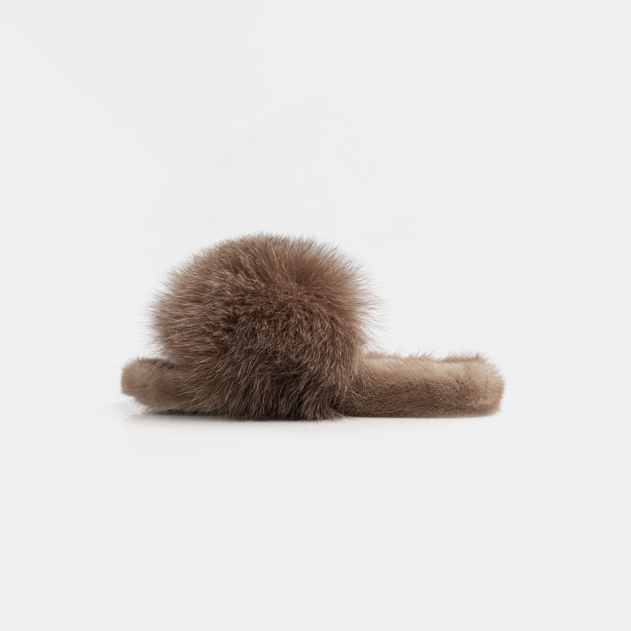 ASPEN - Slippers with Mink Fur and Camel Fox