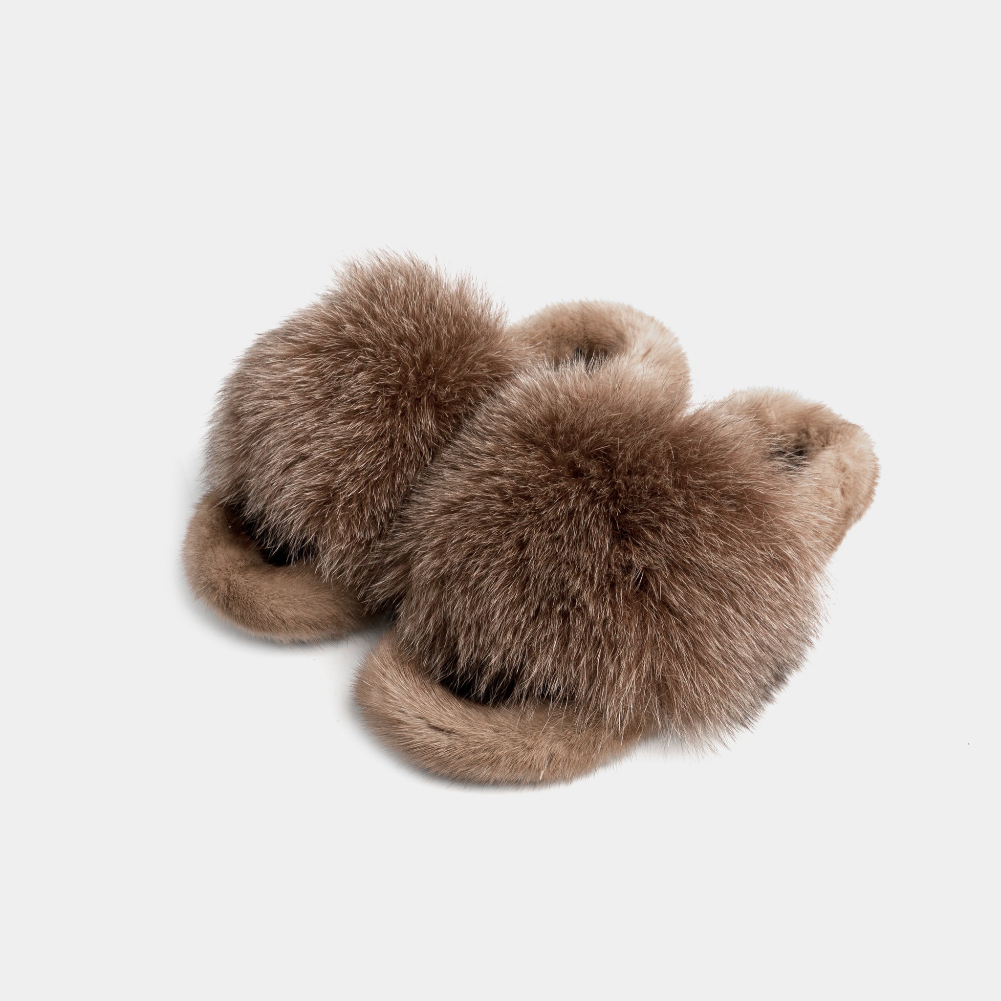 ASPEN - Slipper con Pelo di Visone & Volpe Cammello