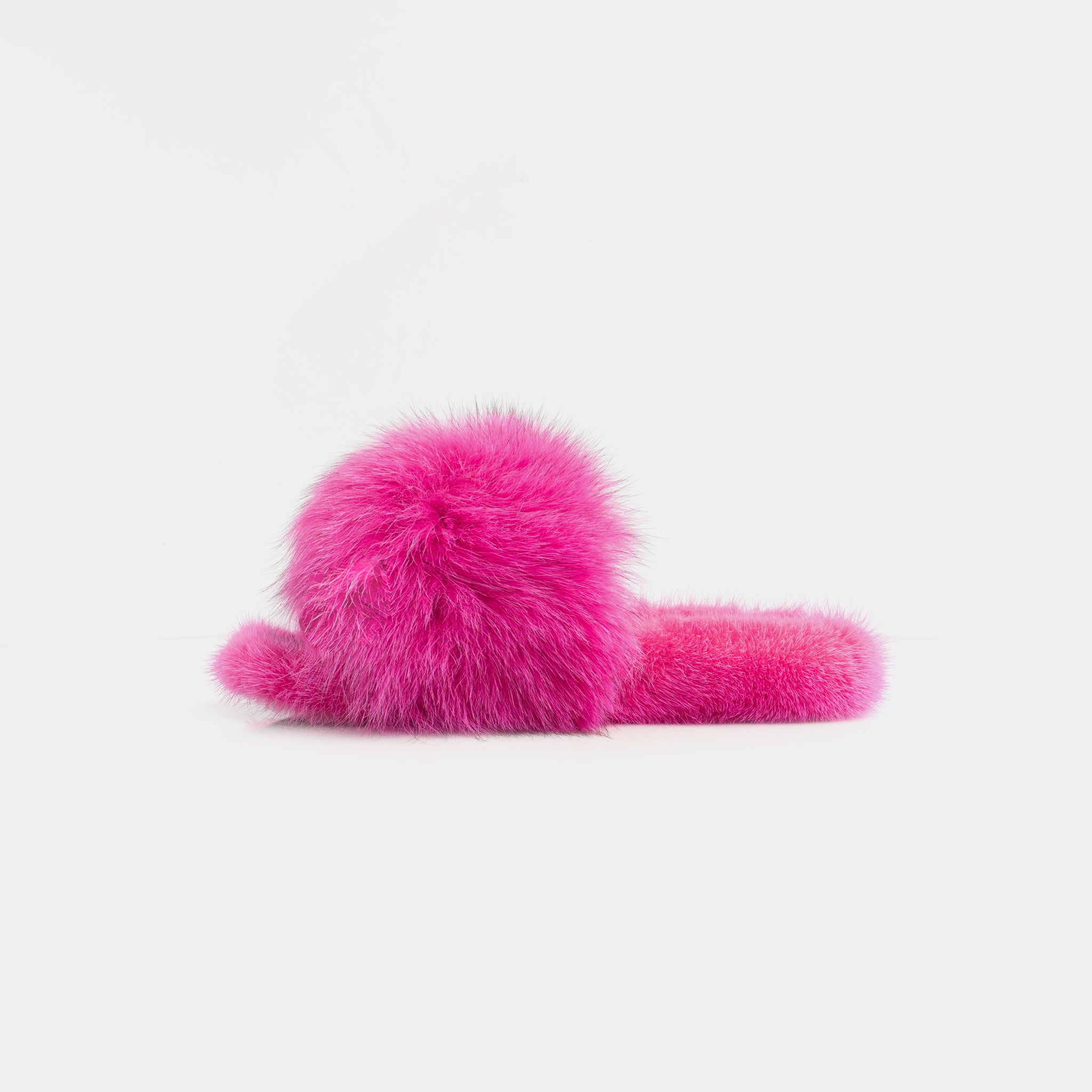 ASPEN - Slipper with Mink Fur and Fuchsia Fox