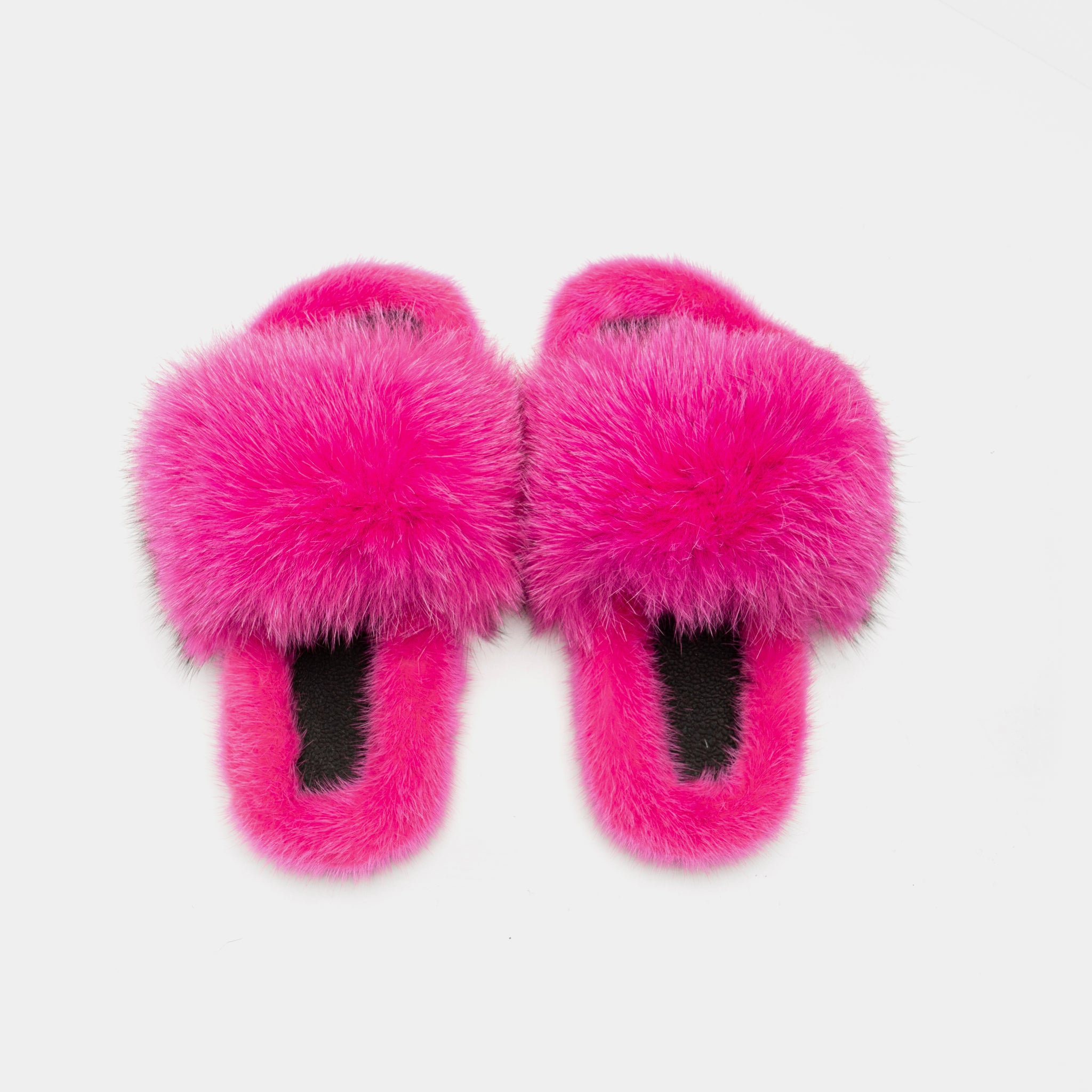 ASPEN - Slipper with Mink Fur and Fuchsia Fox