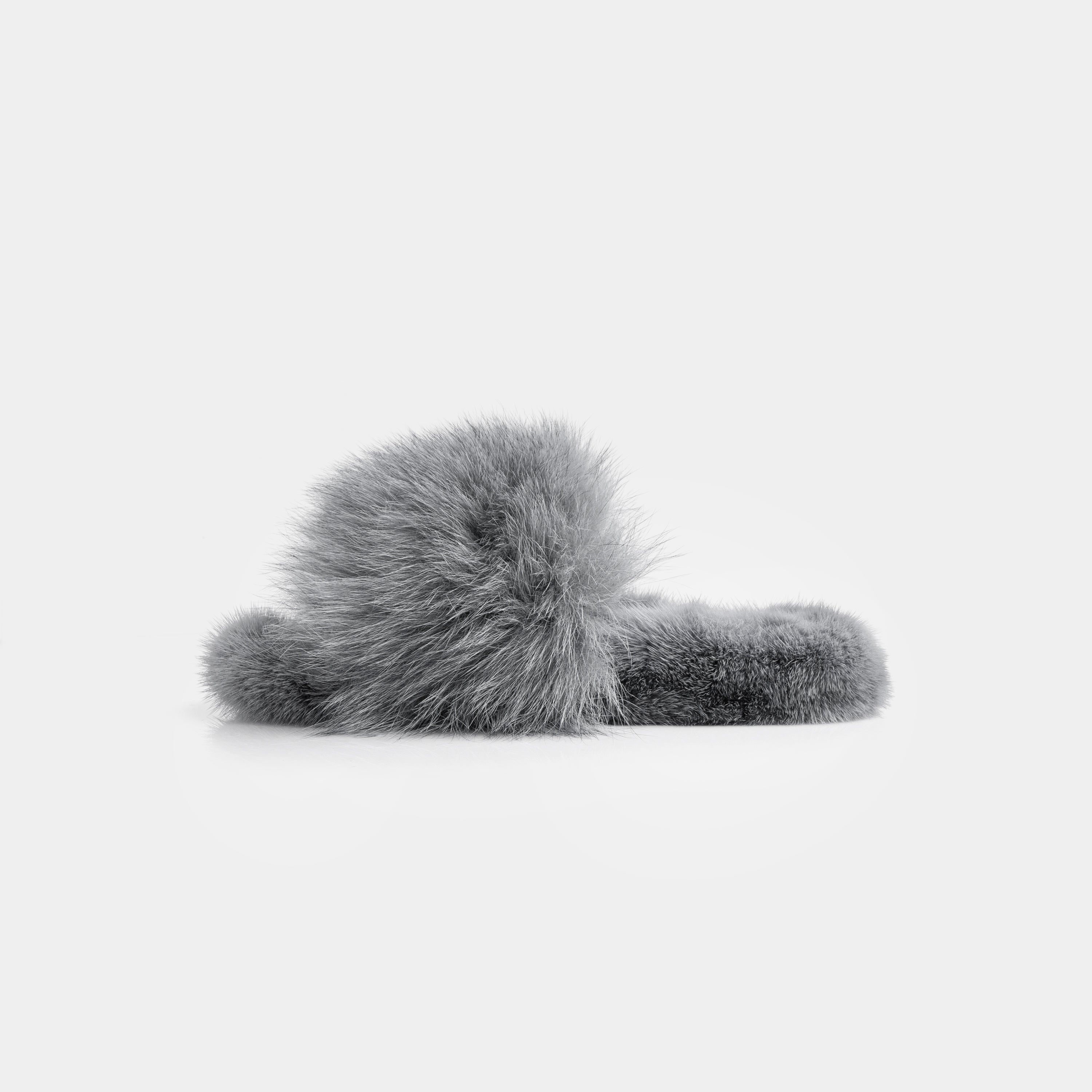 ASPEN - Slipper with Mink Fur and Gray Fox