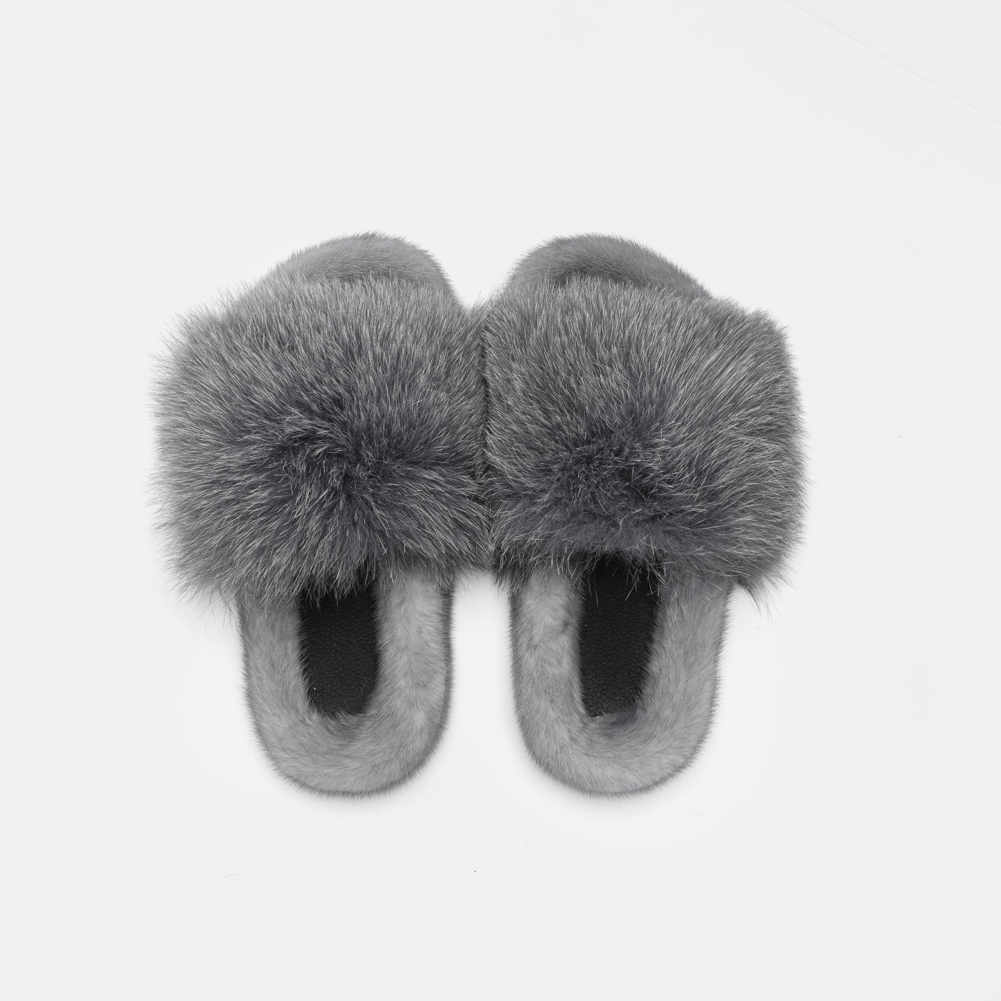 ASPEN - Slipper con Pelo di Visone & Volpe Grigio