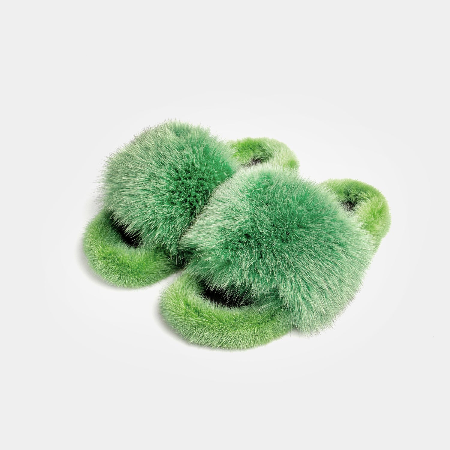 ASPEN - Slippers with Mink Fur and Green Fox