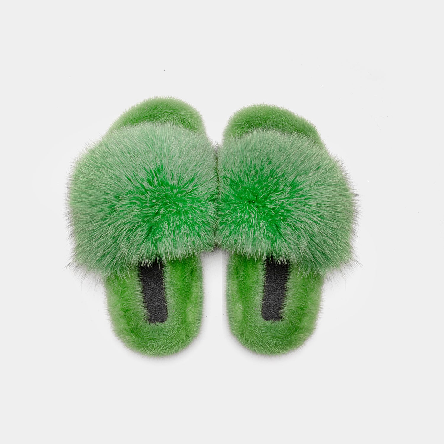 ASPEN - Slippers with Mink Fur and Green Fox