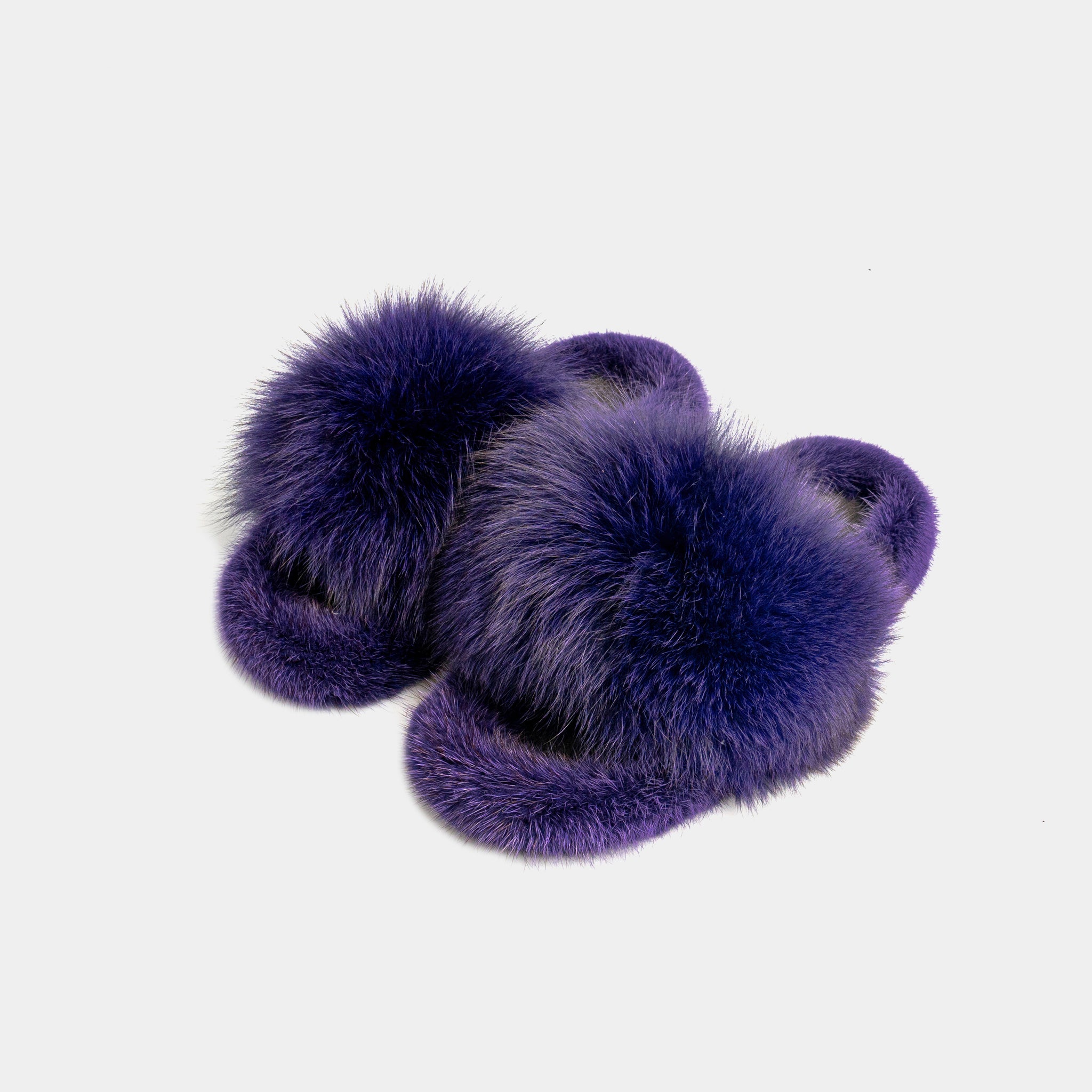 ASPEN - Slipper con Pelo di Visone & Volpe Viola