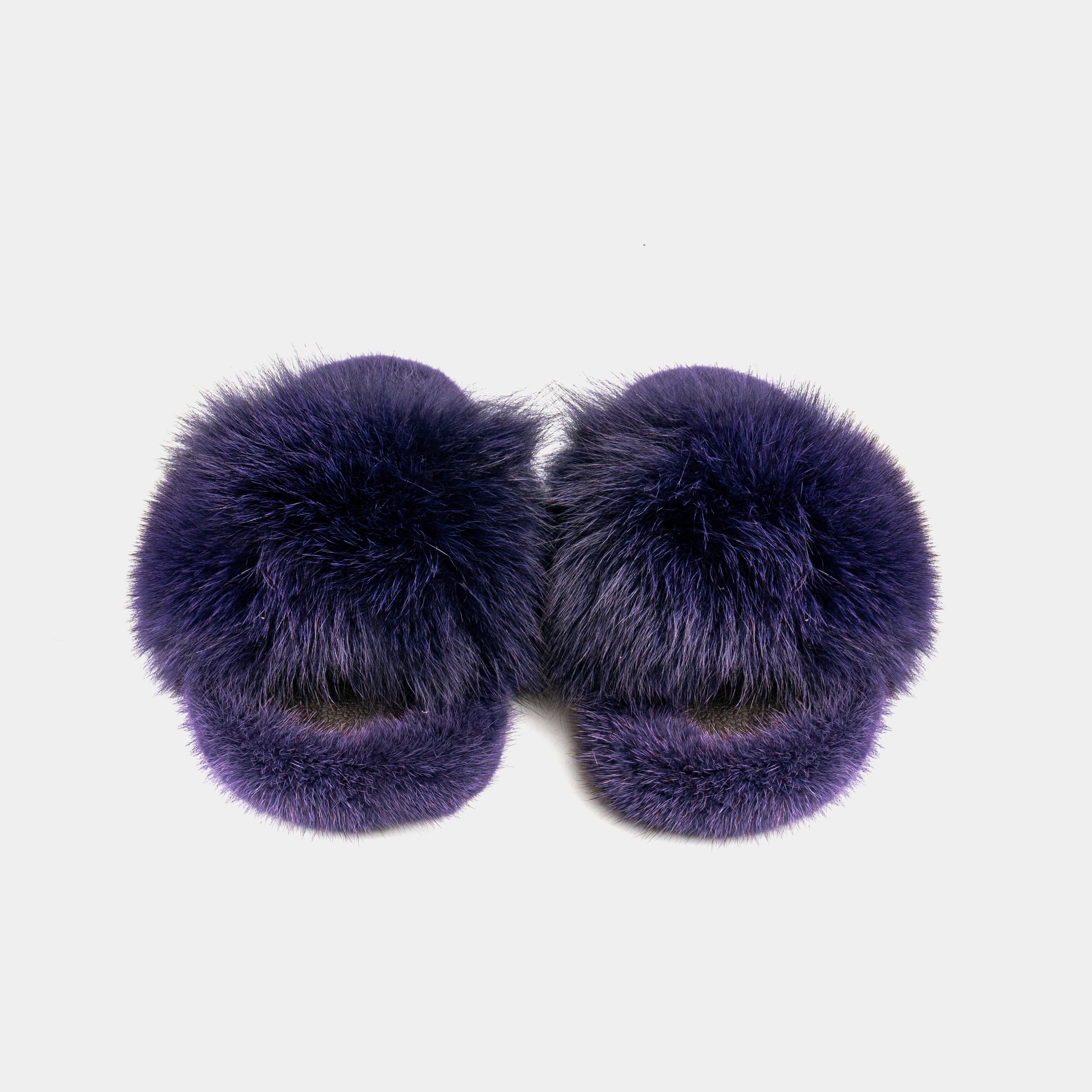 ASPEN - Slipper con Pelo di Visone & Volpe Viola