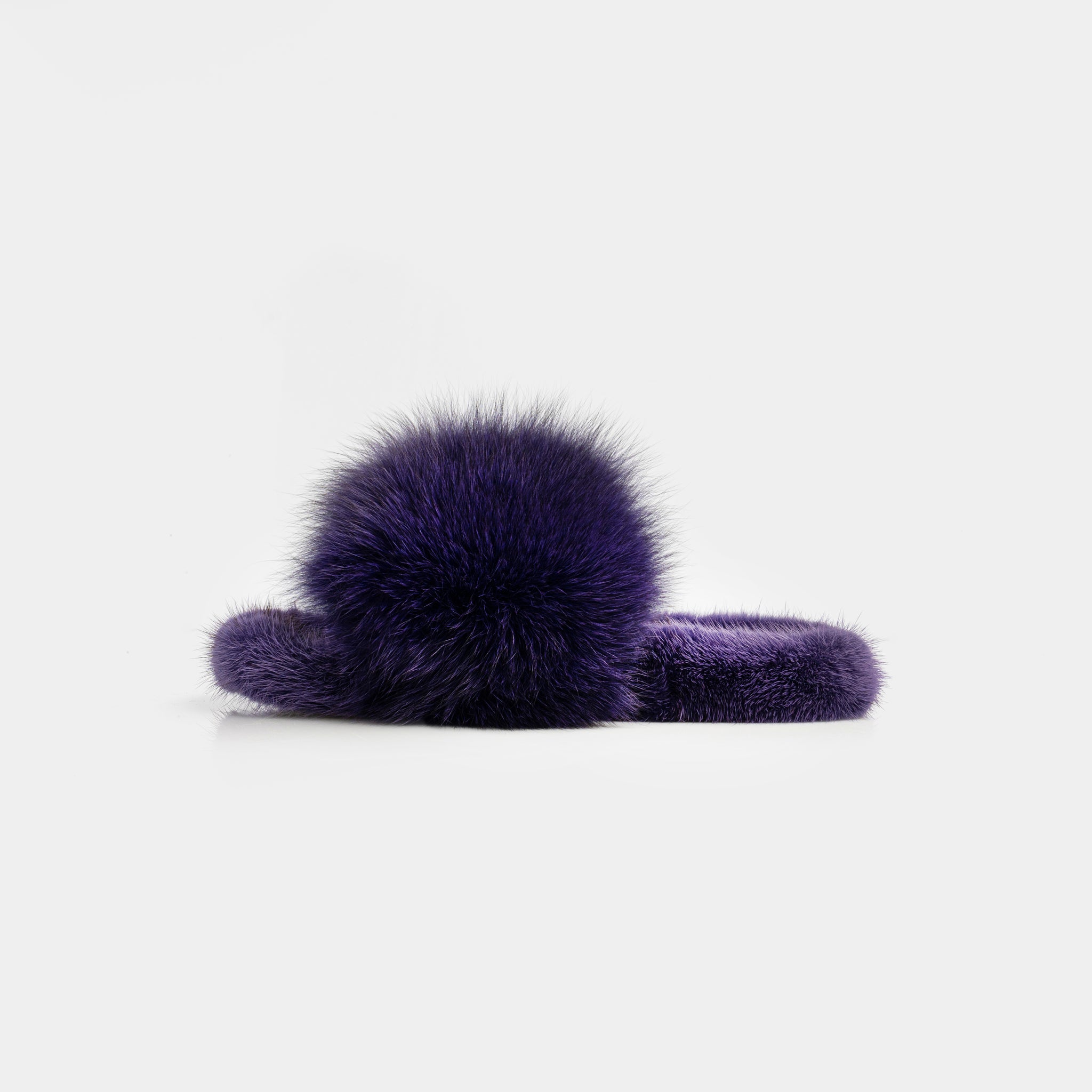 ASPEN - Slipper con Pelo di Visone & Volpe Viola