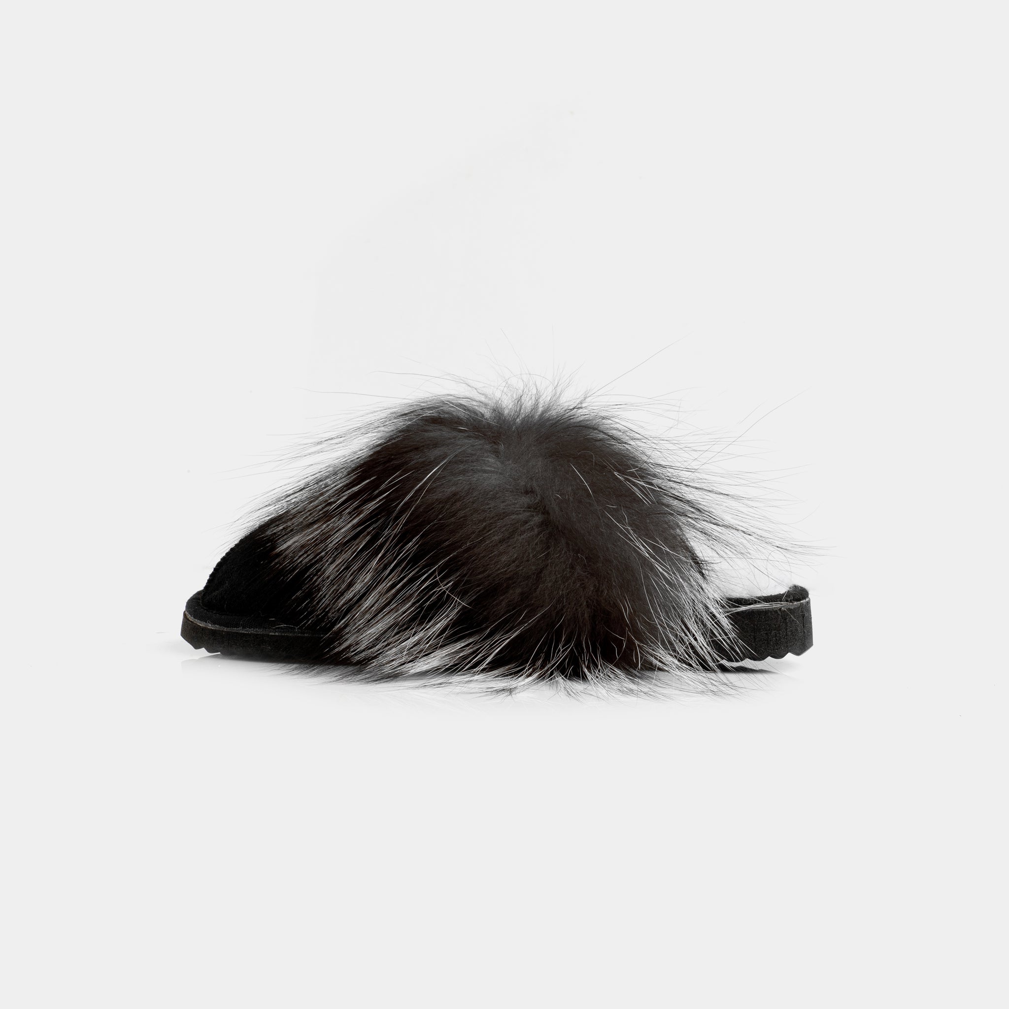 Cervinia - Closed suede slipper with Sheepskin and Black Fox